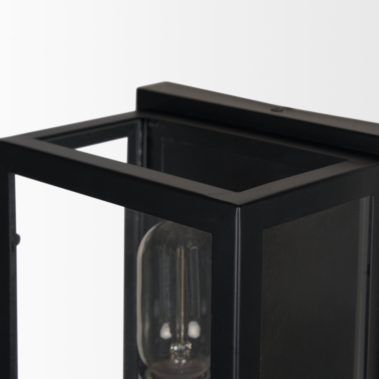 Cairn Matte Black Metal w/ Glass 1-Light Wall Sconce from Mercana - Luna Furniture