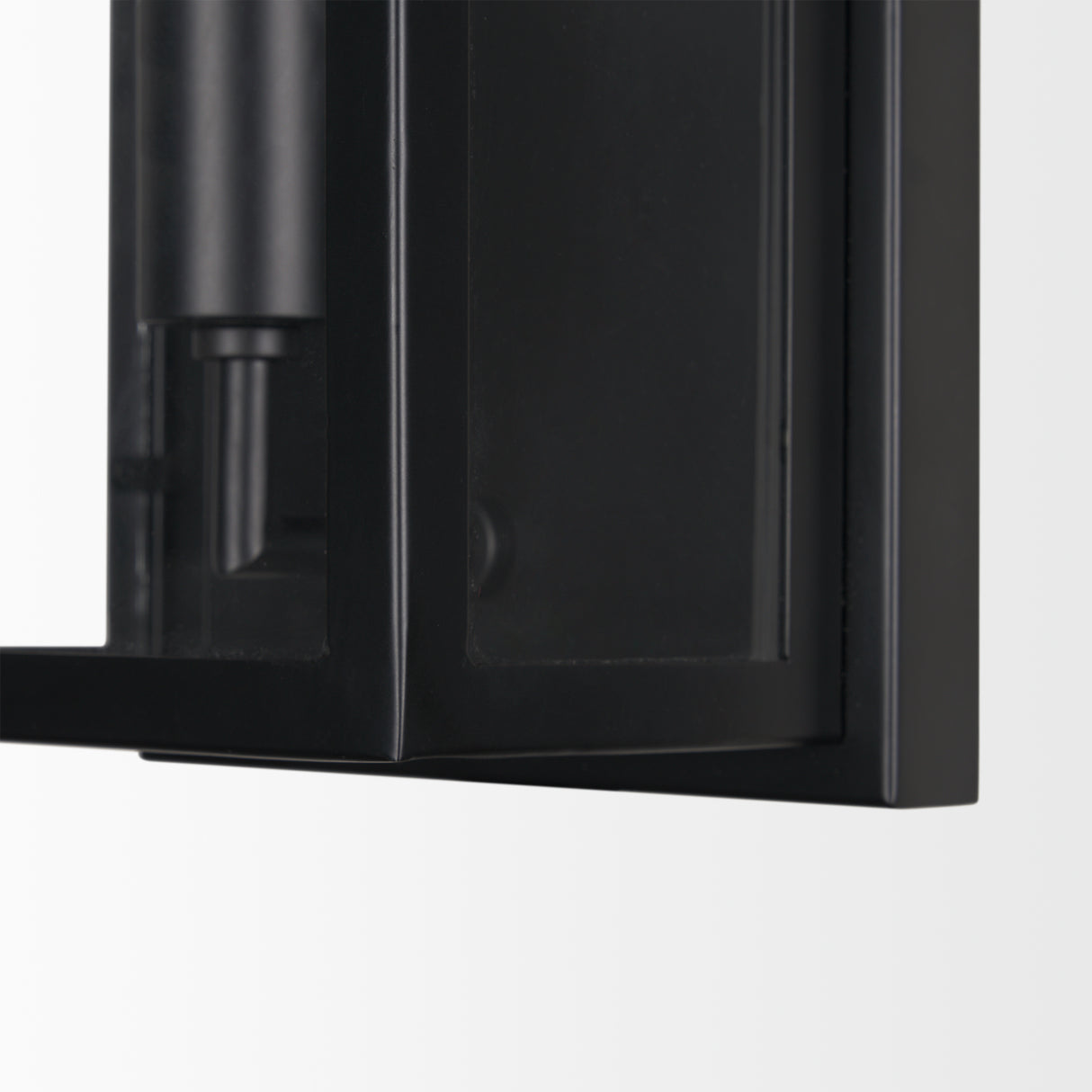 Cairn Matte Black Metal w/ Glass 1-Light Wall Sconce from Mercana - Luna Furniture