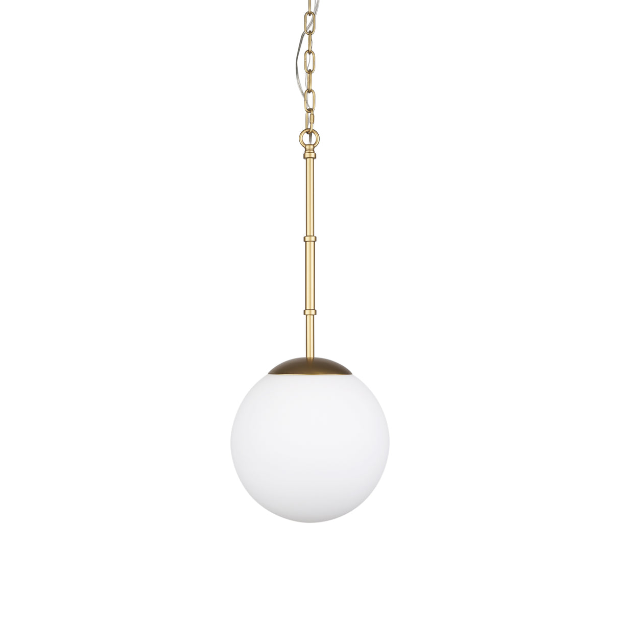 Edie Brushed Gold Metal w/ Frosted Glass Globe 1-Light Pendant from Mercana - Luna Furniture