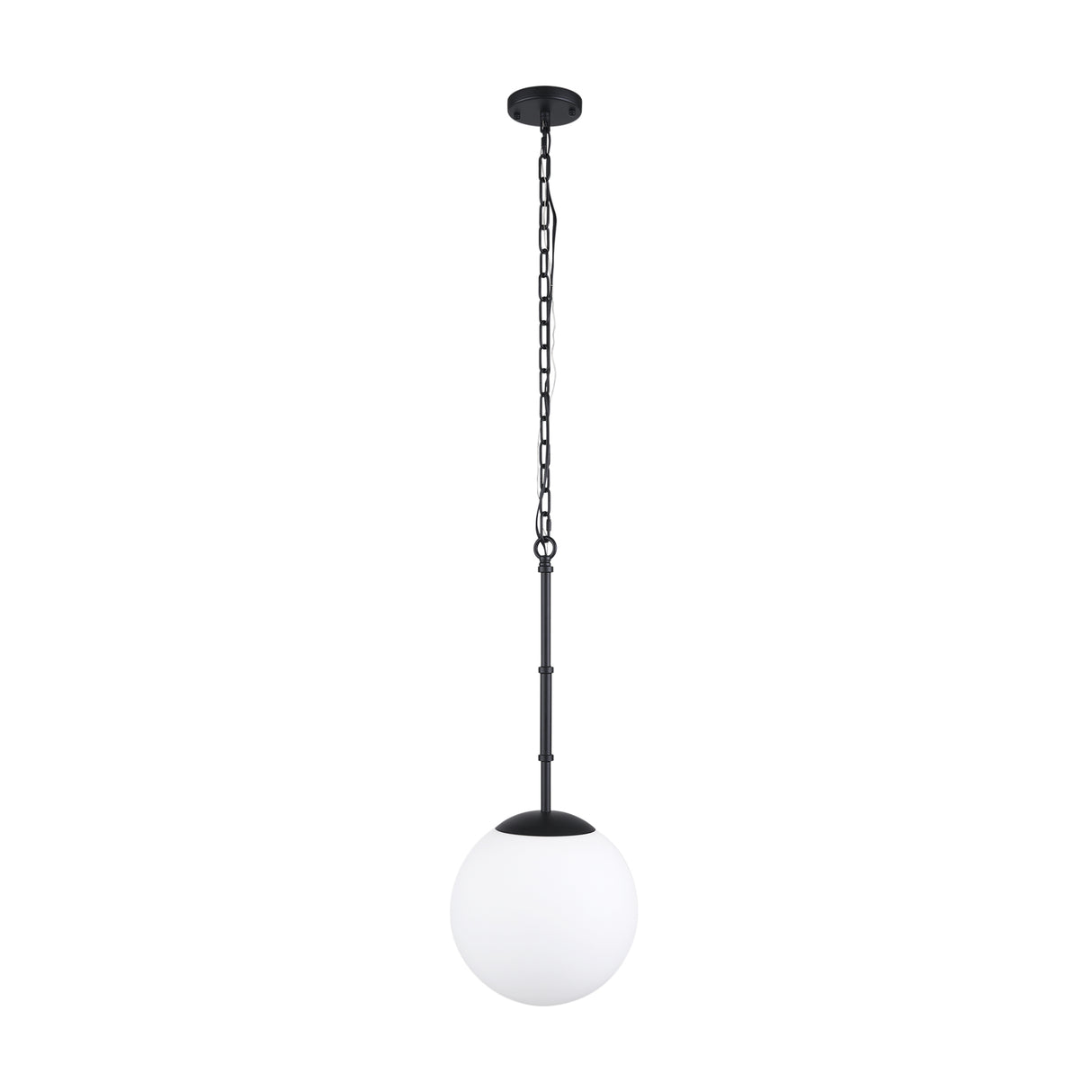 Edie Matte Black Metal w/ Frosted Glass Globe 1-Light Pendant from Mercana - Luna Furniture