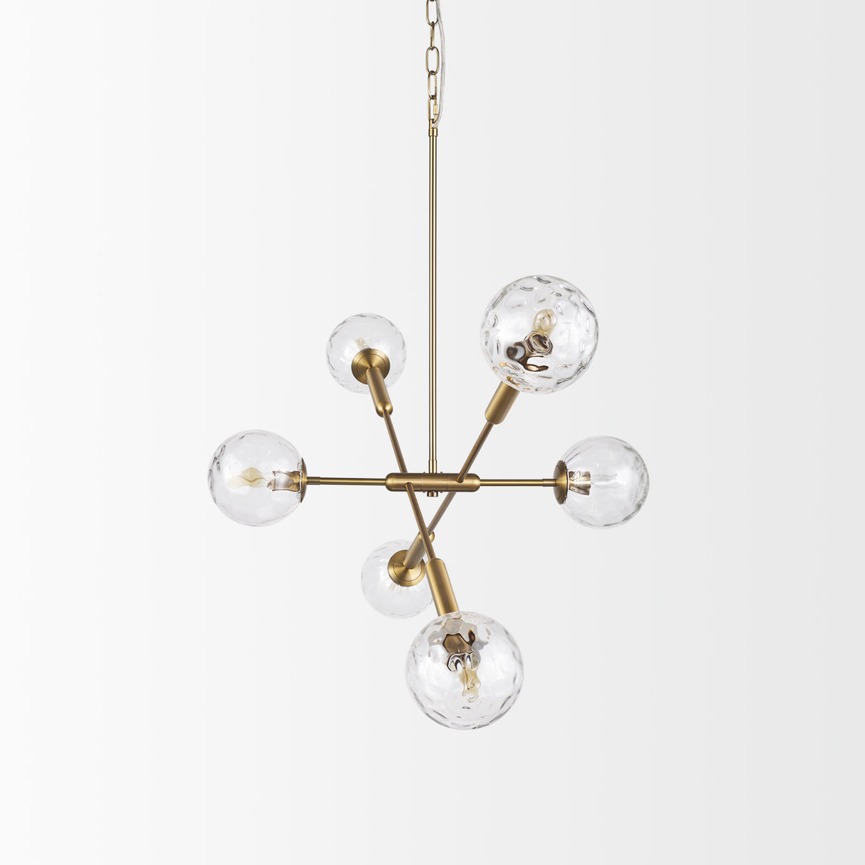 Britton Gold Metal w/ Clear Glass Globes 6-Light Chandelier from Mercana - Luna Furniture