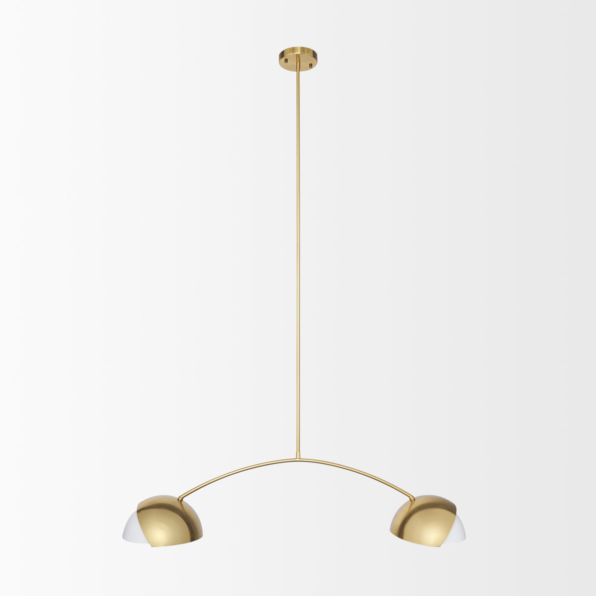 Cybill Brushed Brass w/ White Metal Shades 2-Light Chandelier from Mercana - Luna Furniture