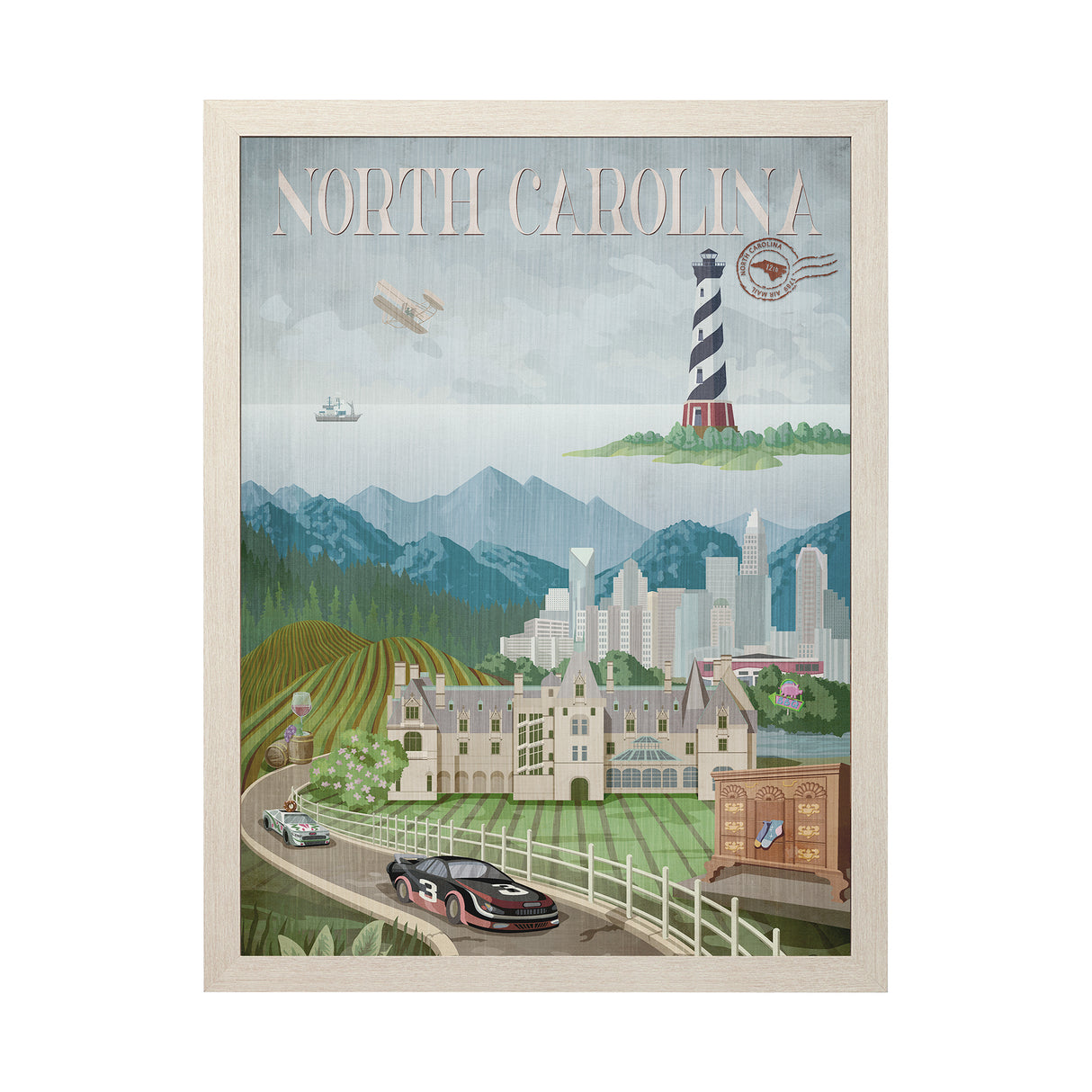 North Carolina by Mercana Studio a Hand Embellished Textured Framed Art Print from Mercana - Luna Furniture