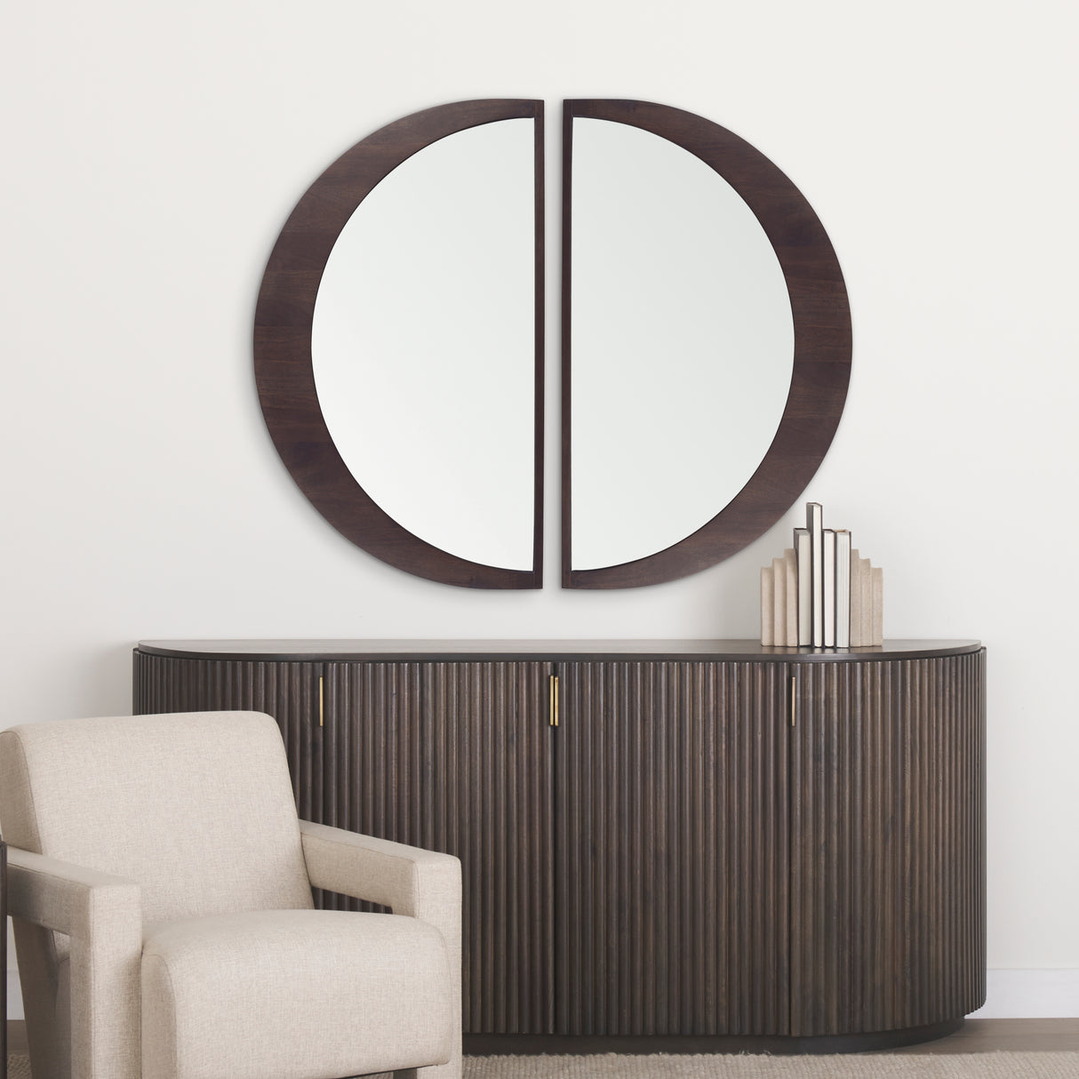 Celeste Dark Brown Wood Large Mirror from Mercana - Luna Furniture