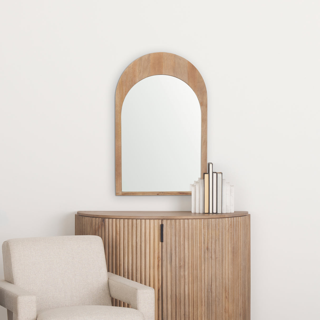 Celeste Light Brown Wood Arched Mirror from Mercana - Luna Furniture