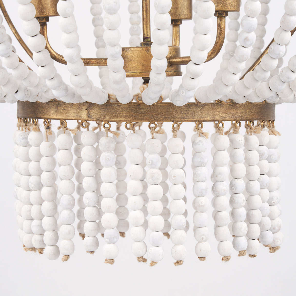 Rhone Gold Metal and Wood Beaded Chandelier from Mercana - Luna Furniture