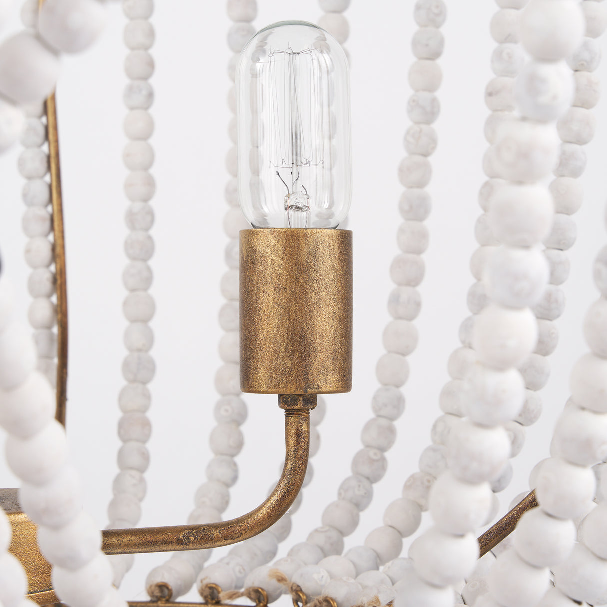 Rhone Gold Metal and Wood Beaded Chandelier from Mercana - Luna Furniture