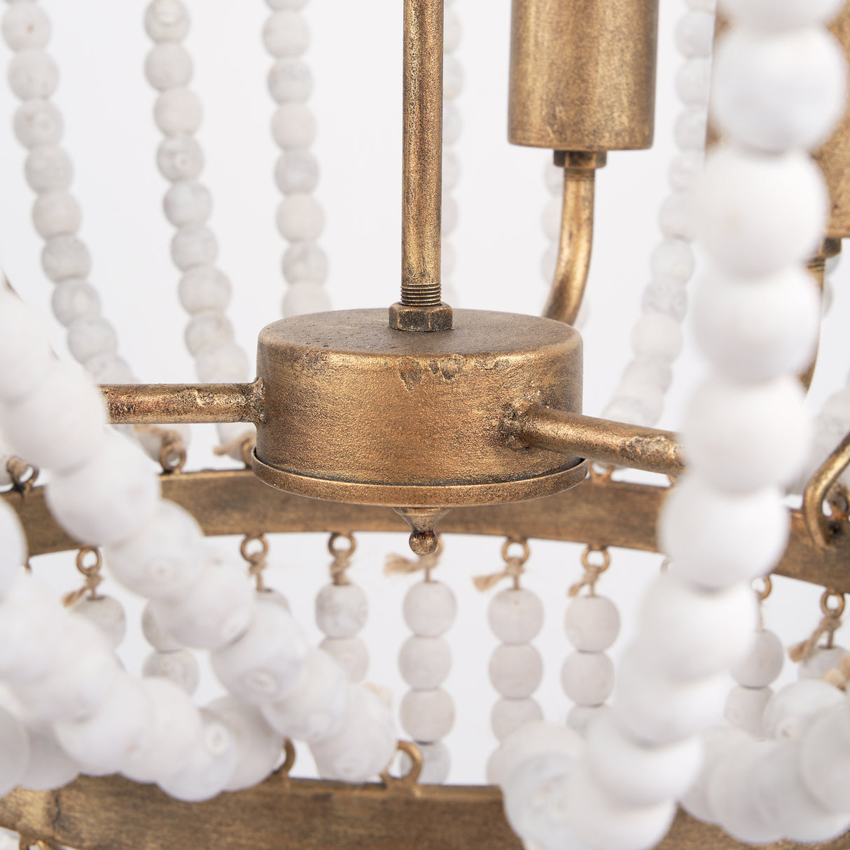 Rhone Gold Metal and Wood Beaded Chandelier from Mercana - Luna Furniture