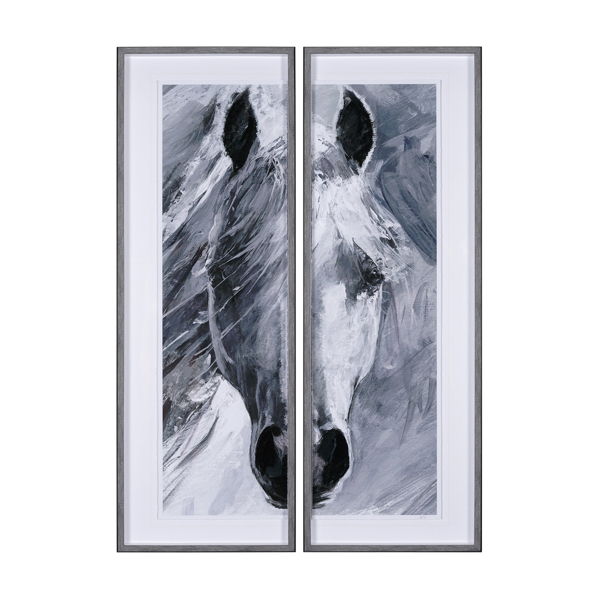 White Horse Portrait by Mercana Studio Hand Embellished Textured Framed Art Print Matted under Glass from Mercana - Luna Furniture