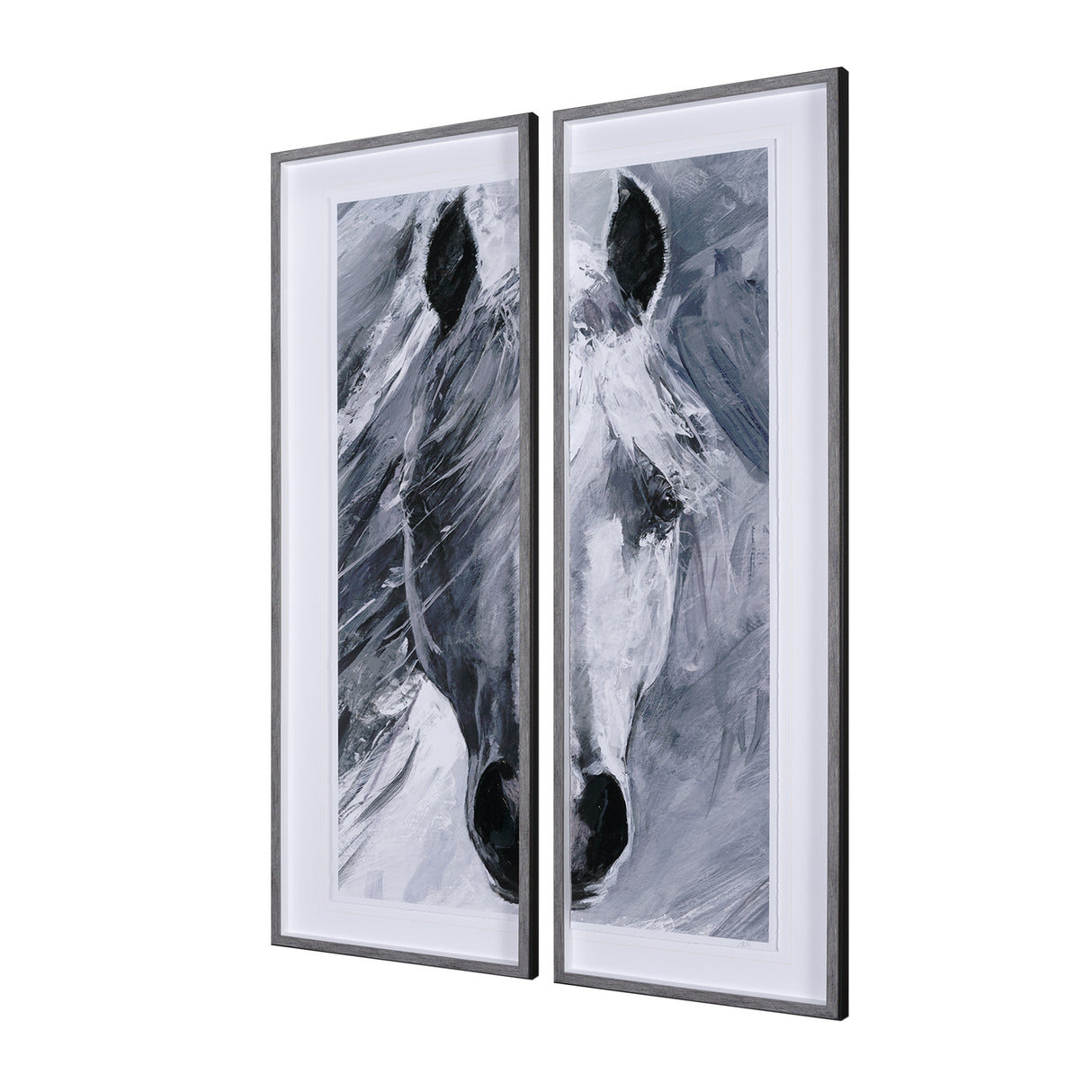 White Horse Portrait by Mercana Studio Hand Embellished Textured Framed Art Print Matted under Glass from Mercana - Luna Furniture