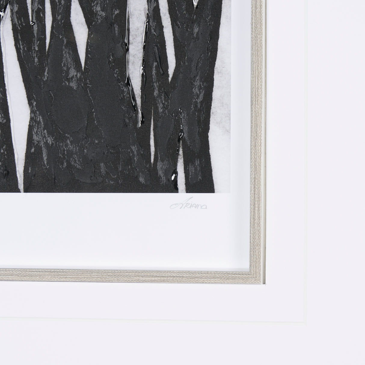 Floral Silhouette I by Mercana Studio Hand Embellished Textured Framed Art Print Matted under Glass from Mercana - Luna Furniture