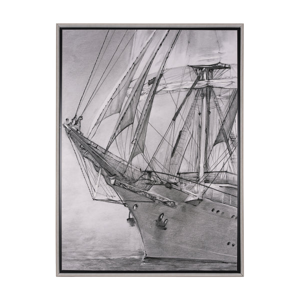 Tall Ship II by Mercana Studio a Hand Embellished Textured Framed Canvas