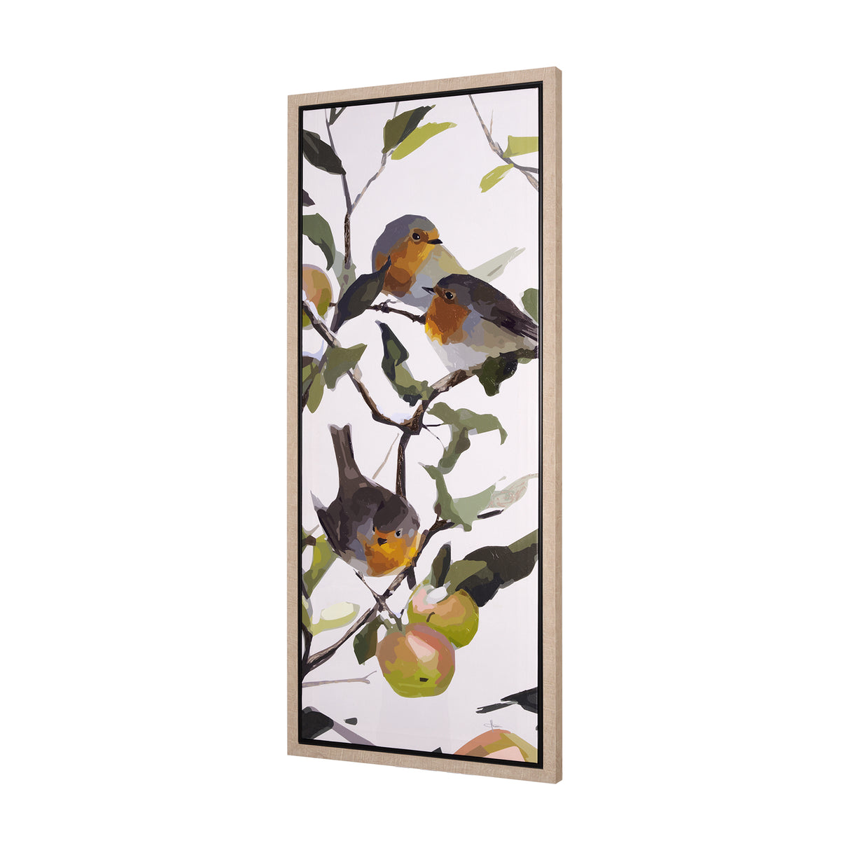 Birds & Apples II by Mercana Studio a Hand Embellished Textured Framed Canvas from Mercana - Luna Furniture