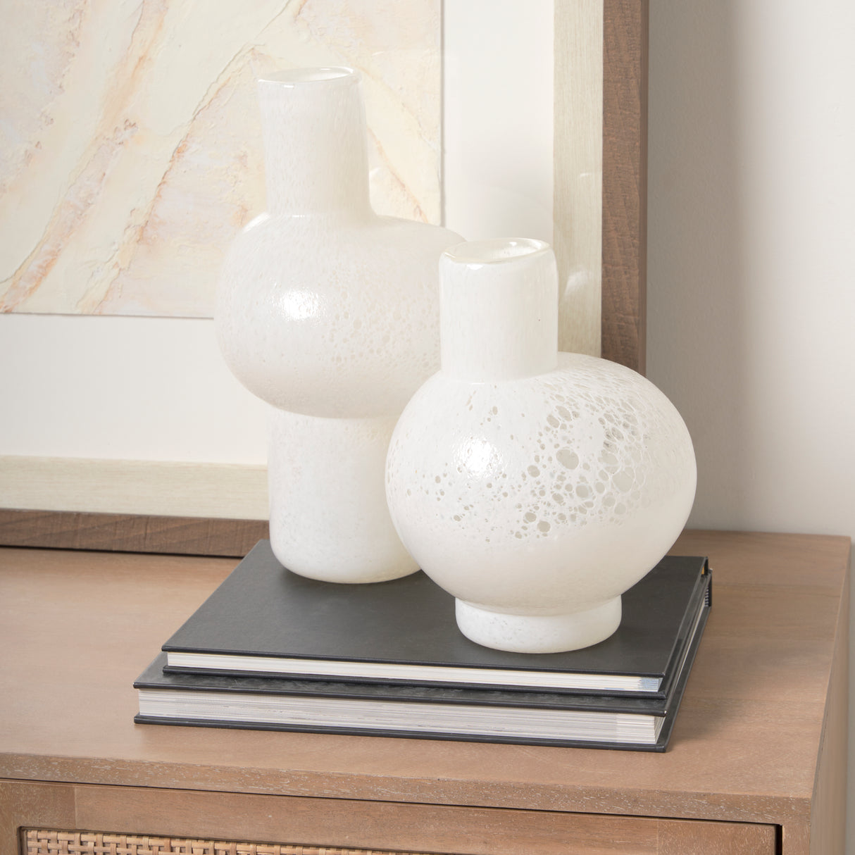 Heket Tall White Glass Vase from Mercana - Luna Furniture