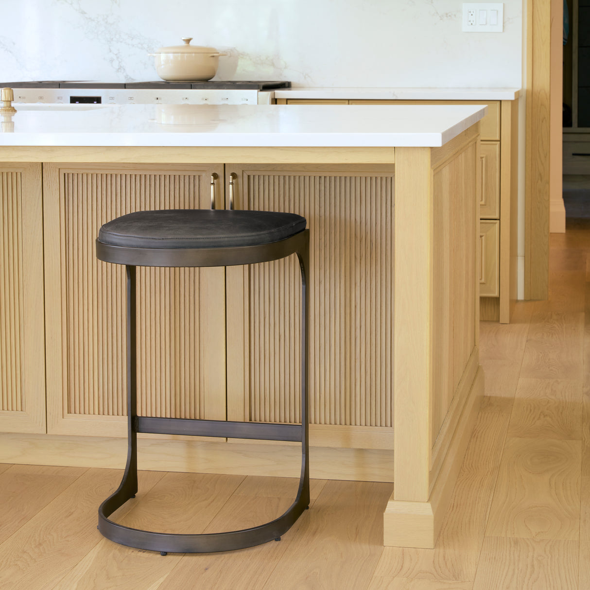 Tyson 17L x 18W x 28H Black Leather W/ Metal Frame Counter Stool from Mercana - Luna Furniture