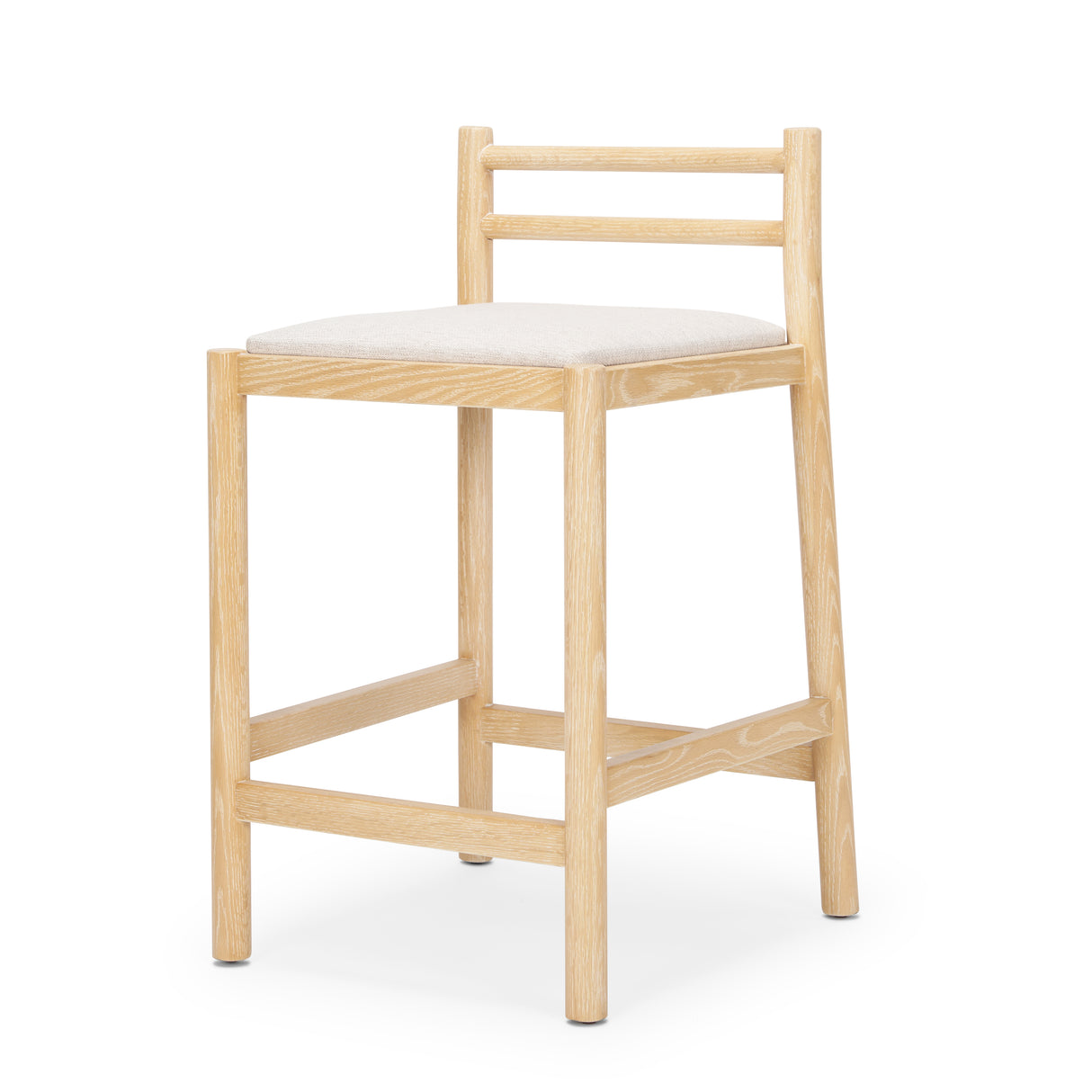 Sam Counter Stool W/ Light Brown Wood Frame and Beige Upholstered Seat from Mercana - Luna Furniture