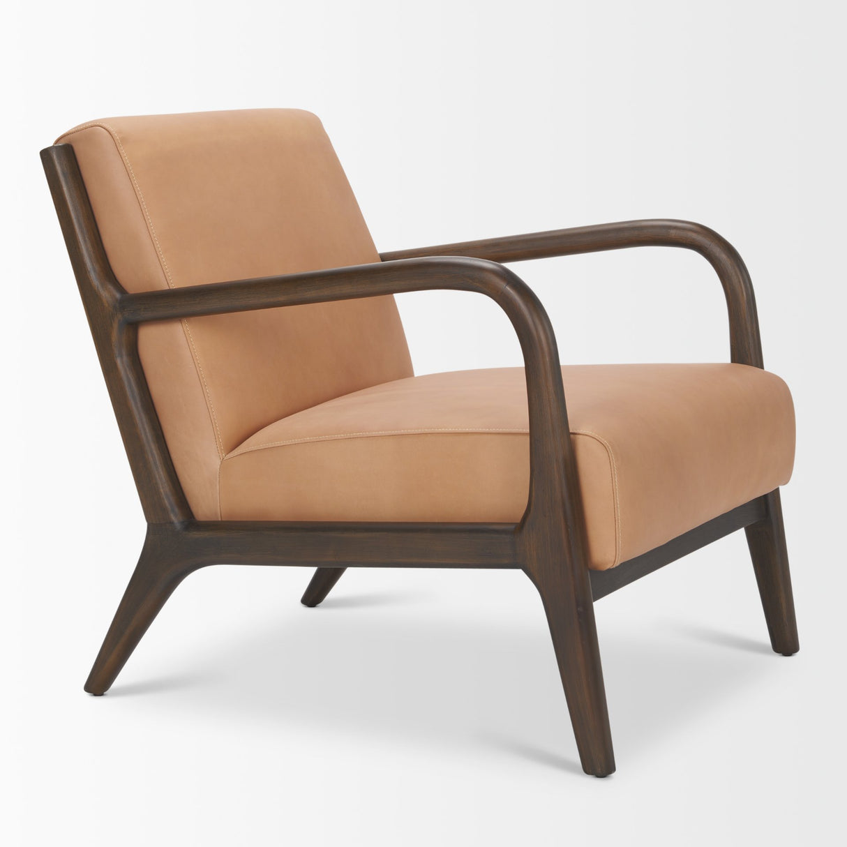 Cashel Accent Chair W/ Dark Brown Wood and Tan Genuine Leather from Mercana - Luna Furniture