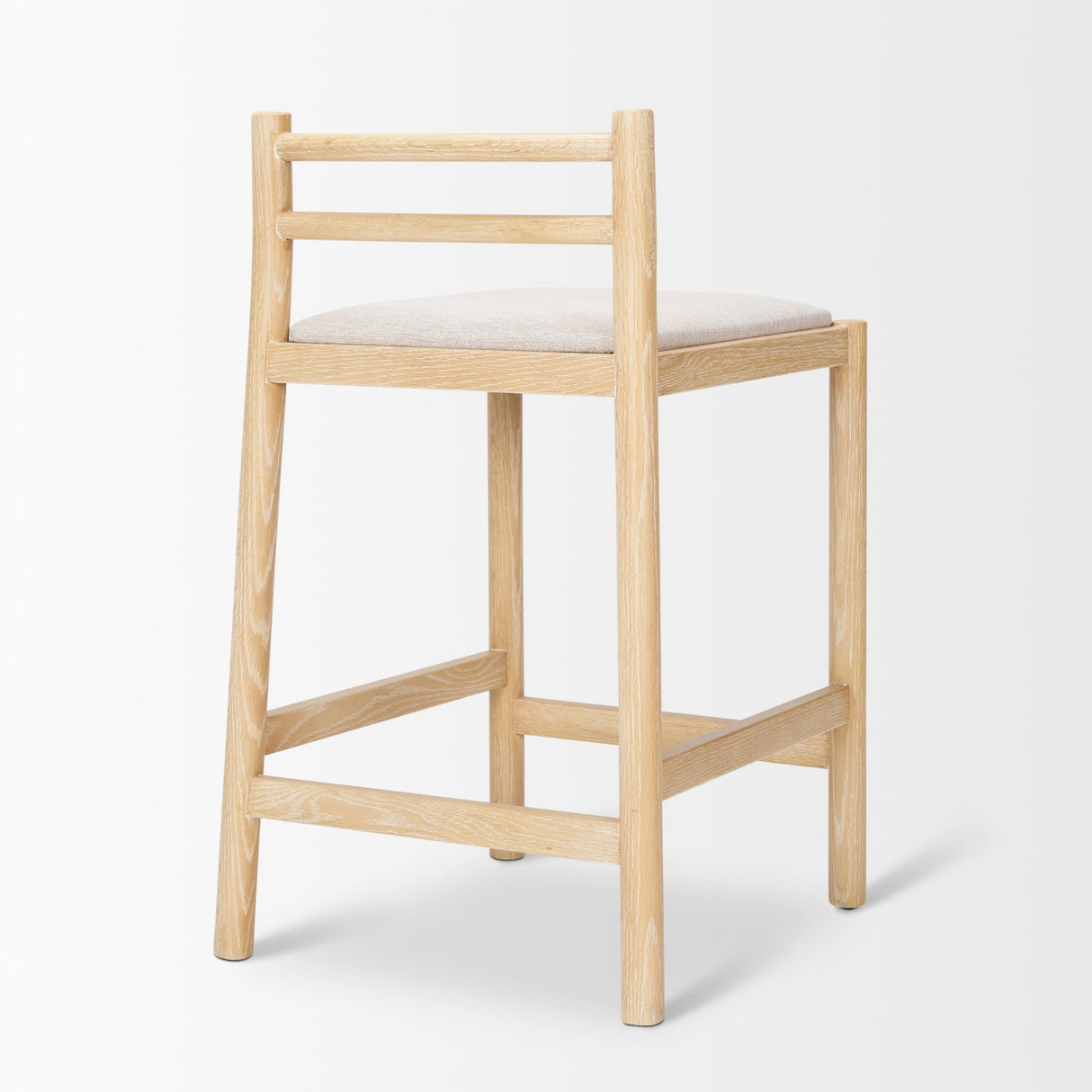 Sam Counter Stool W/ Light Brown Wood Frame and Beige Upholstered Seat from Mercana - Luna Furniture