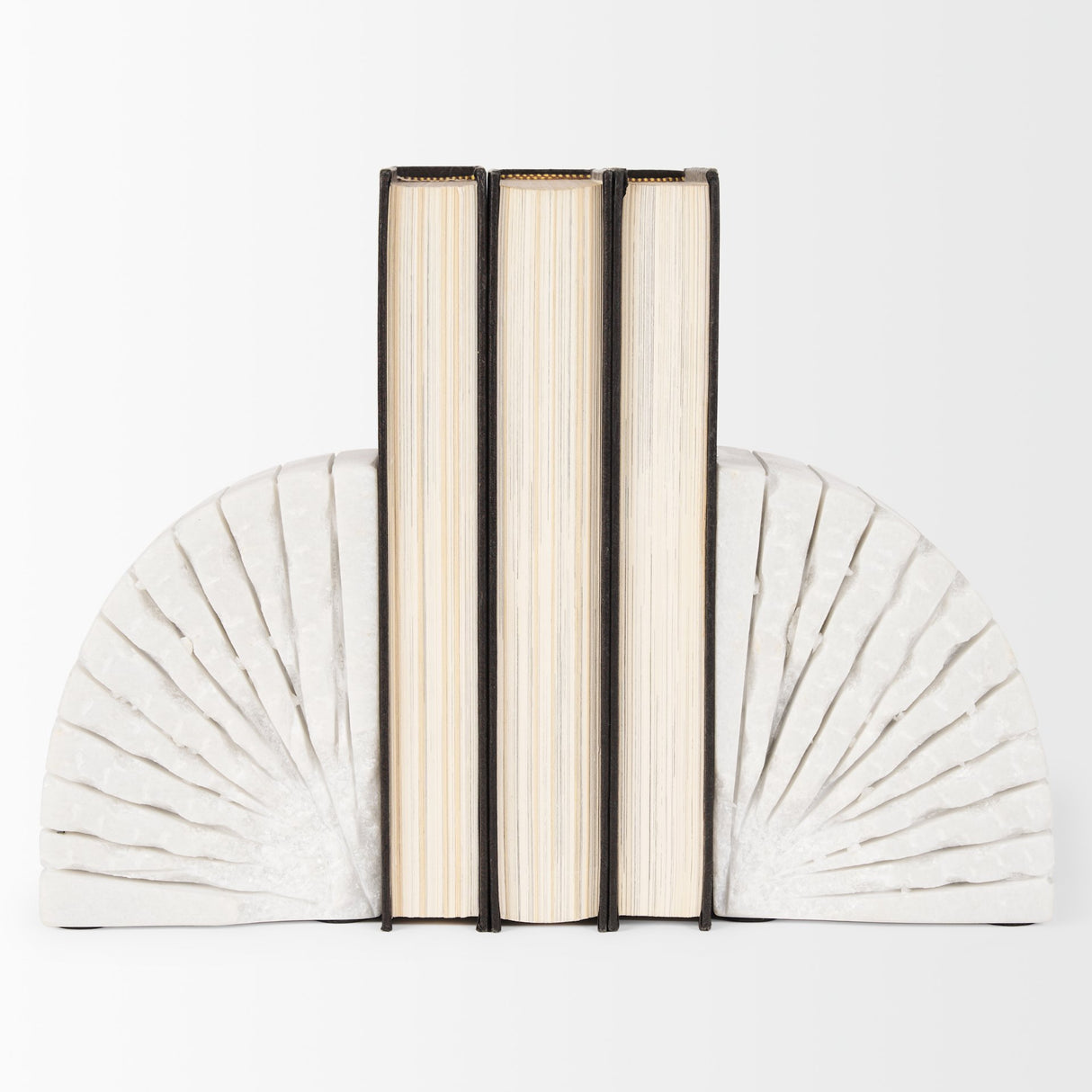 Stept White Marble Bookends w/rough carving (set of 2) from Mercana - Luna Furniture