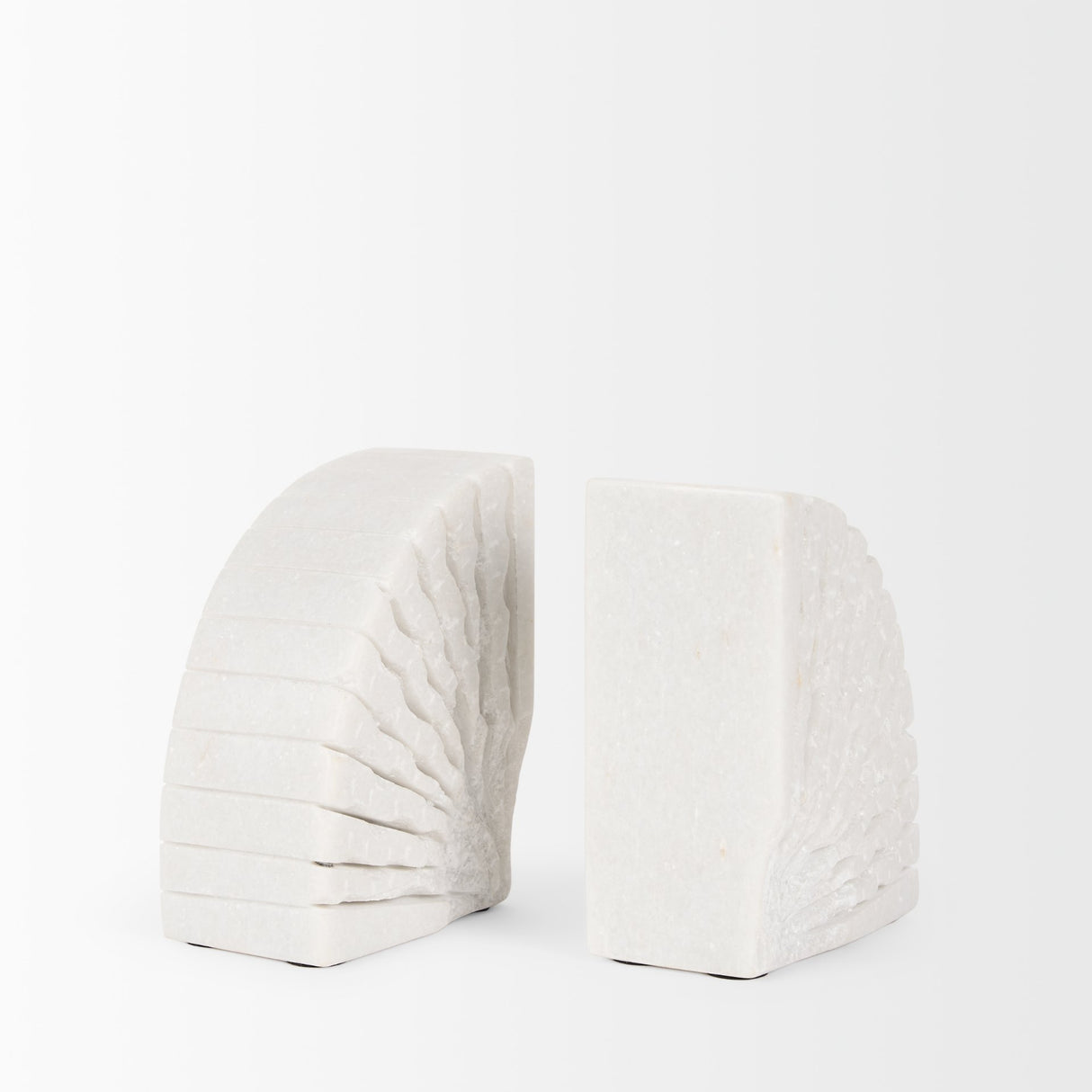 Stept White Marble Bookends w/rough carving (set of 2) from Mercana - Luna Furniture