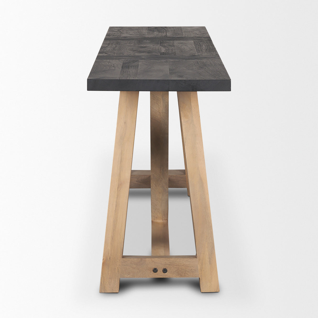 Rialto Two-Toned Black and Brown Wood Angular Leg Console Table from Mercana - Luna Furniture