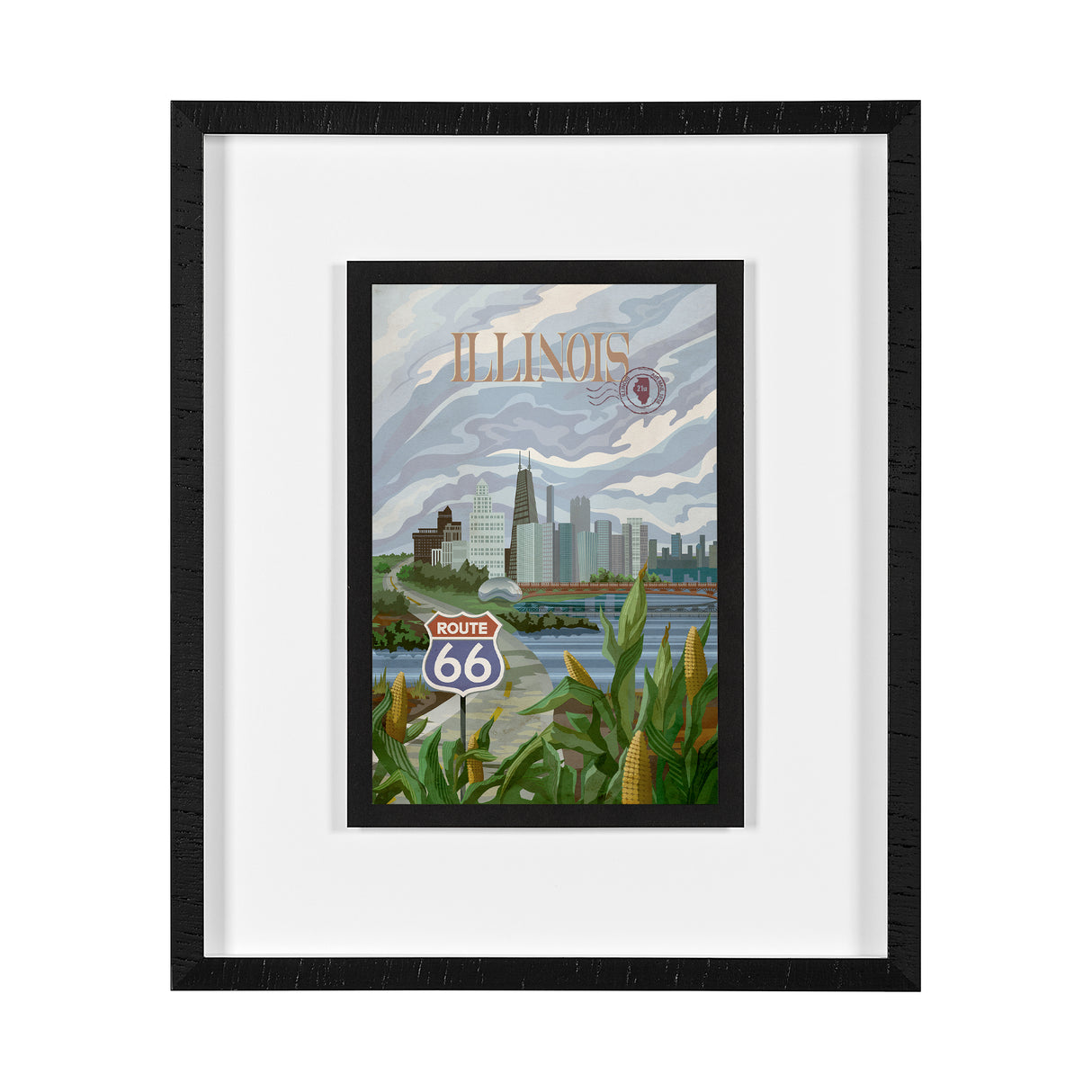 Illinois Go USA (M) by Mercana Studio a Framed Art Print Matted under Glass from Mercana - Luna Furniture