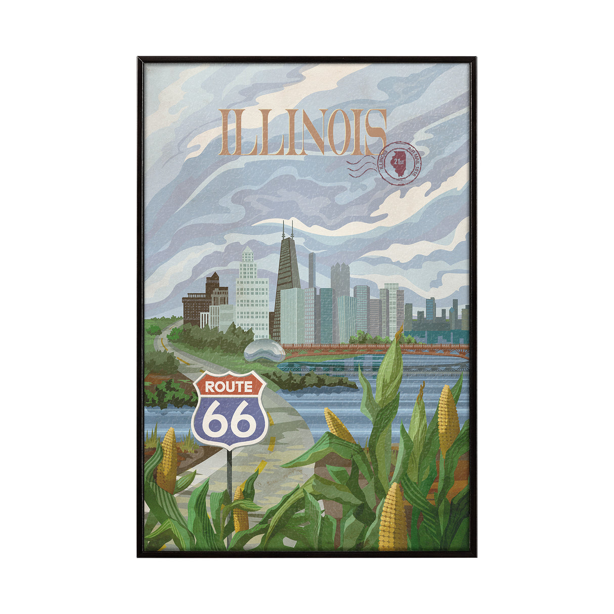 Illinois Go USA (SM) by Mercana Studio a Hand Embellished Decograph Framed Art Print from Mercana - Luna Furniture