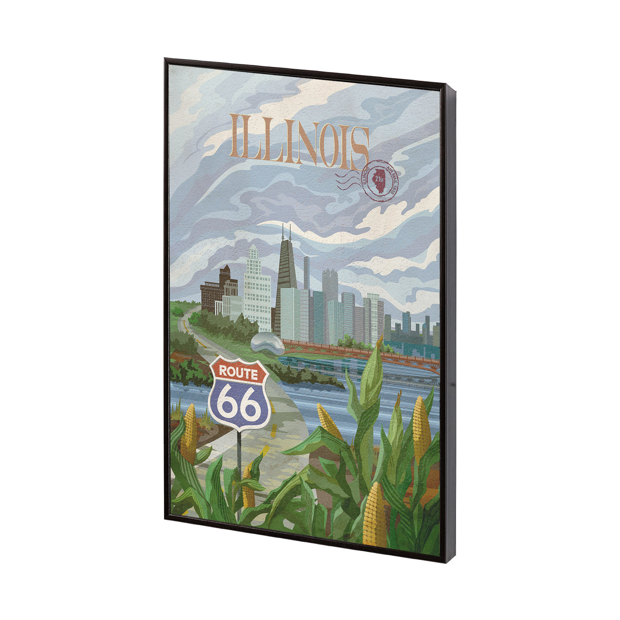 Illinois Go USA (SM) by Mercana Studio a Hand Embellished Decograph Framed Art Print from Mercana - Luna Furniture