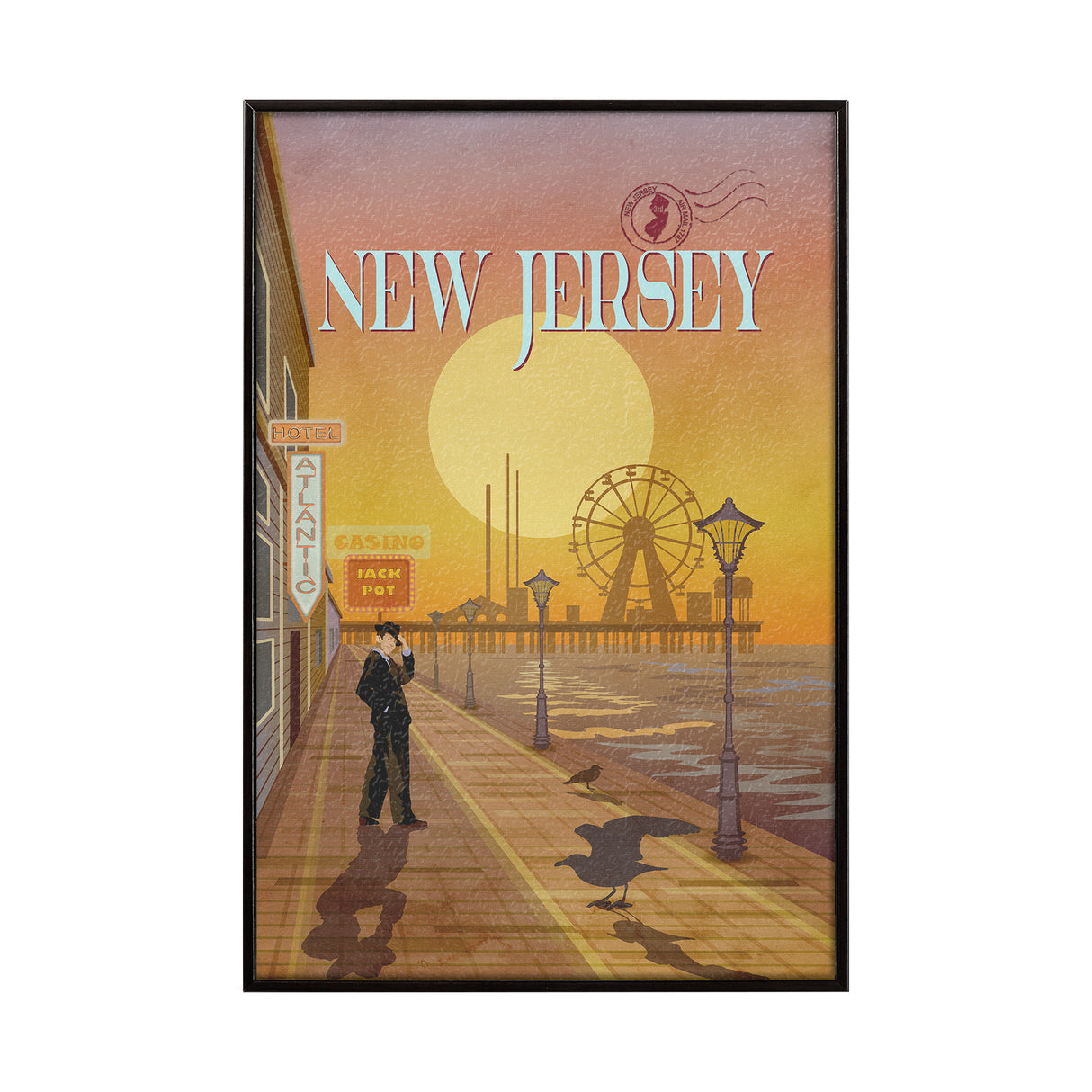 New Jersey Go USA (SM) by Mercana Studio a Hand Embellished Decograph Framed Art Print from Mercana - Luna Furniture