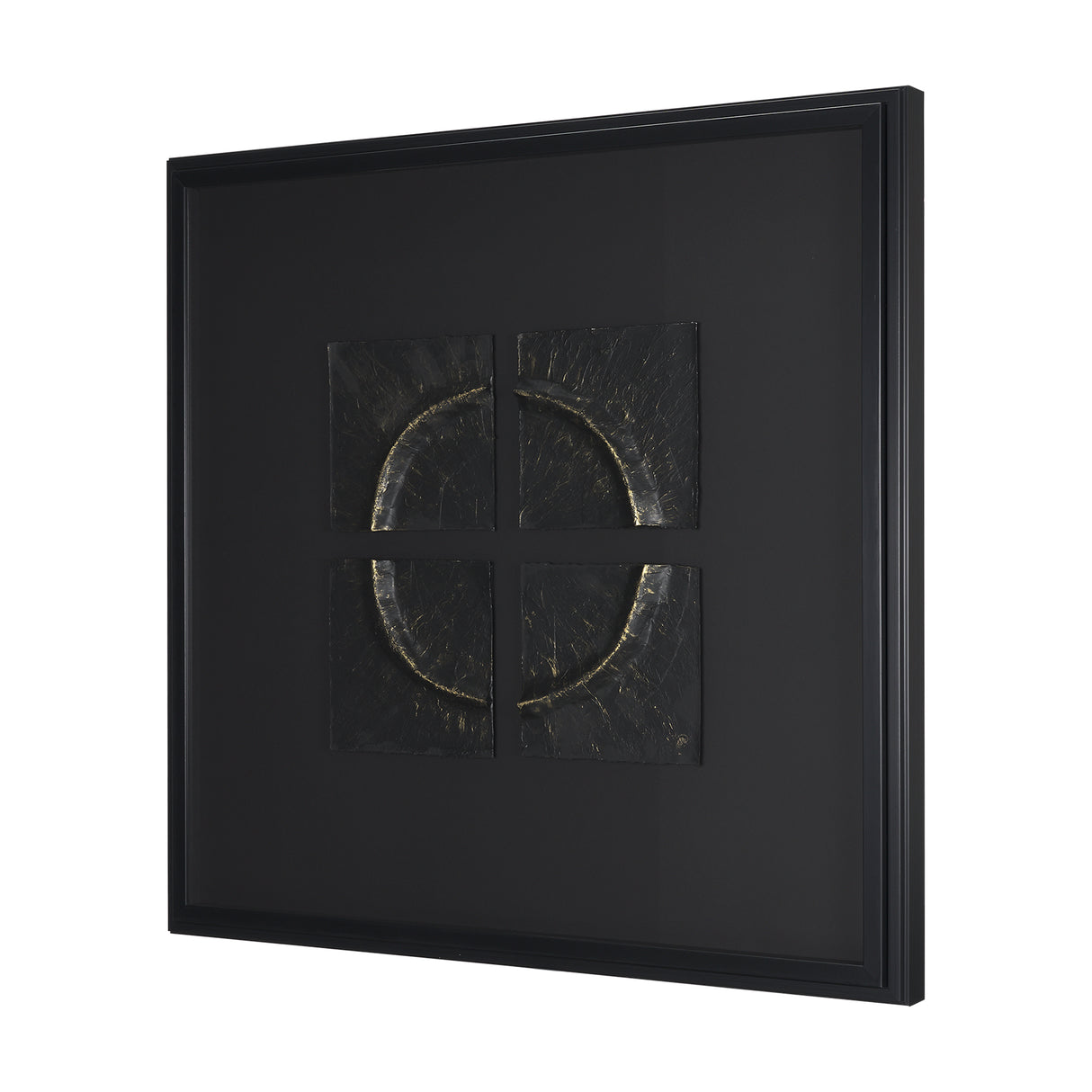 Equal Quadrants Black by Studio M a handmade Original Framed 3D Textured Artwork under Glass from Mercana - Luna Furniture