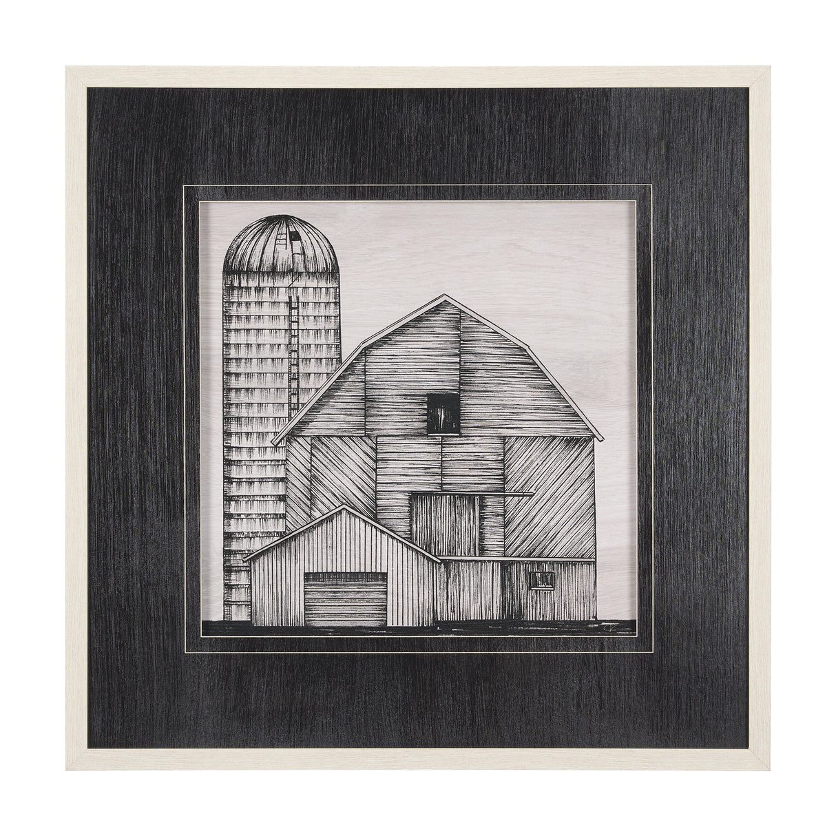 Barn Buildings I by Mercana Studio a Hand Embellished Textured Framed Art Print Matted under Glass from Mercana - Luna Furniture