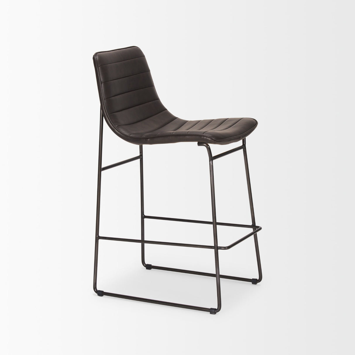 Meritt 37"H Black Faux-Leather Seat W/ Black Metal Frame Stool from Mercana - Luna Furniture