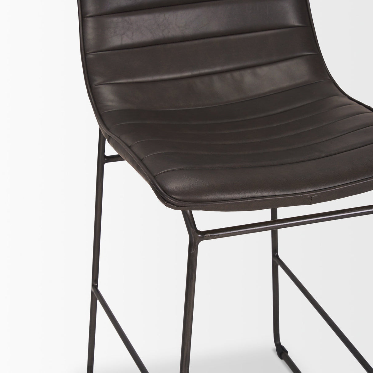 Meritt 37"H Black Faux-Leather Seat W/ Black Metal Frame Stool from Mercana - Luna Furniture