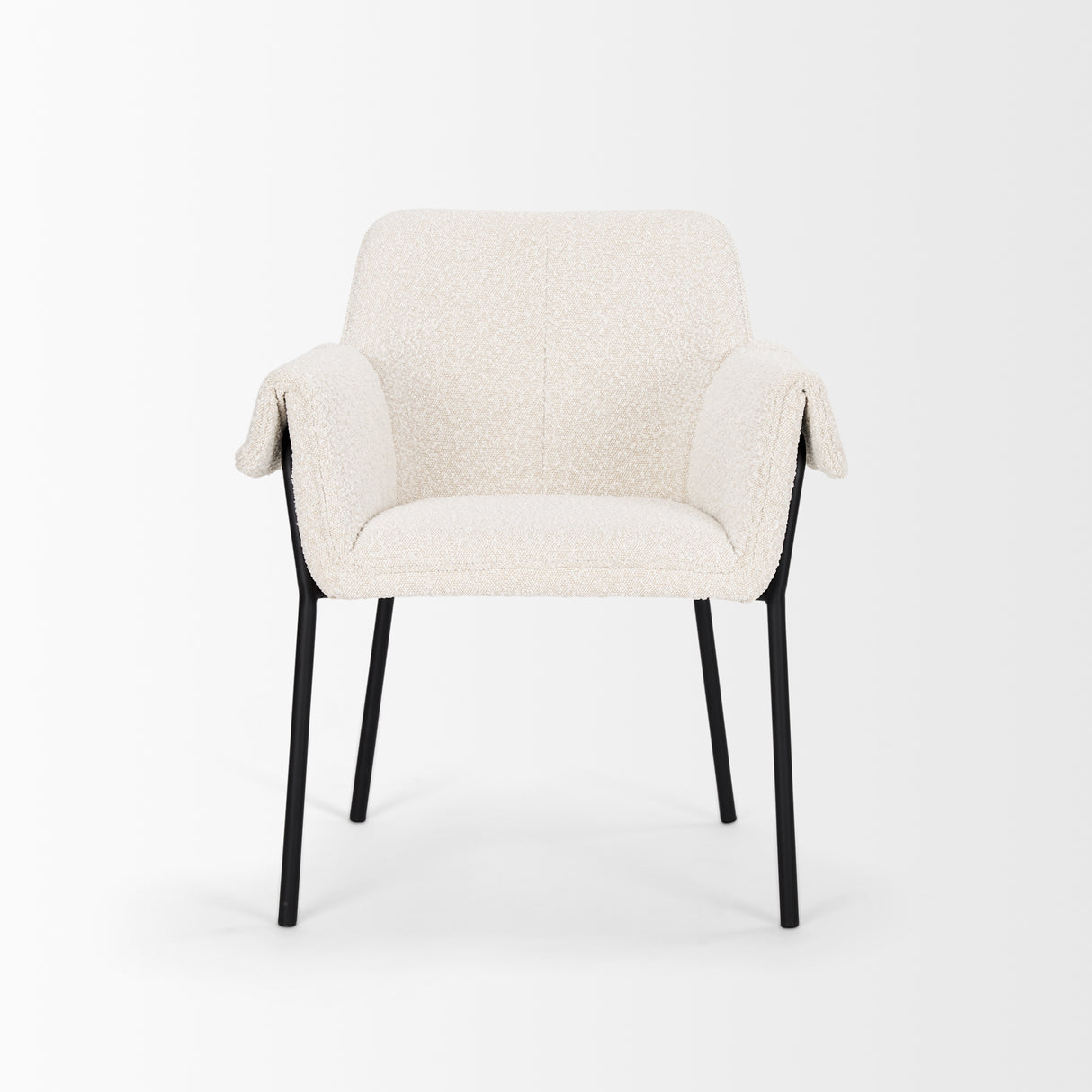 Brently Dining Chair w/ Cream Boucle Fabric & Matte Black Metal Legs, Set of 2 from Mercana - Luna Furniture