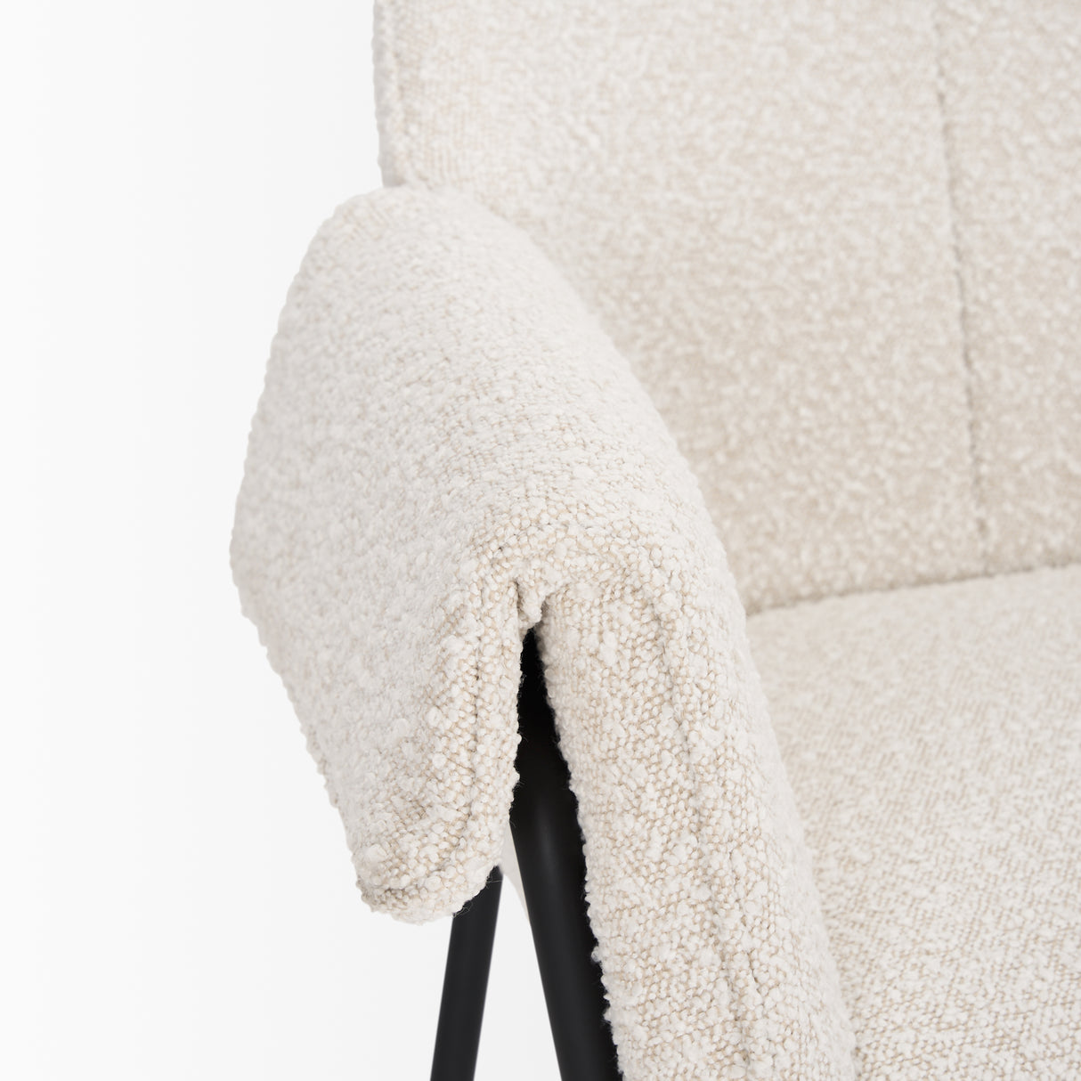 Brently Dining Chair w/ Cream Boucle Fabric & Matte Black Metal Legs, Set of 2 from Mercana - Luna Furniture
