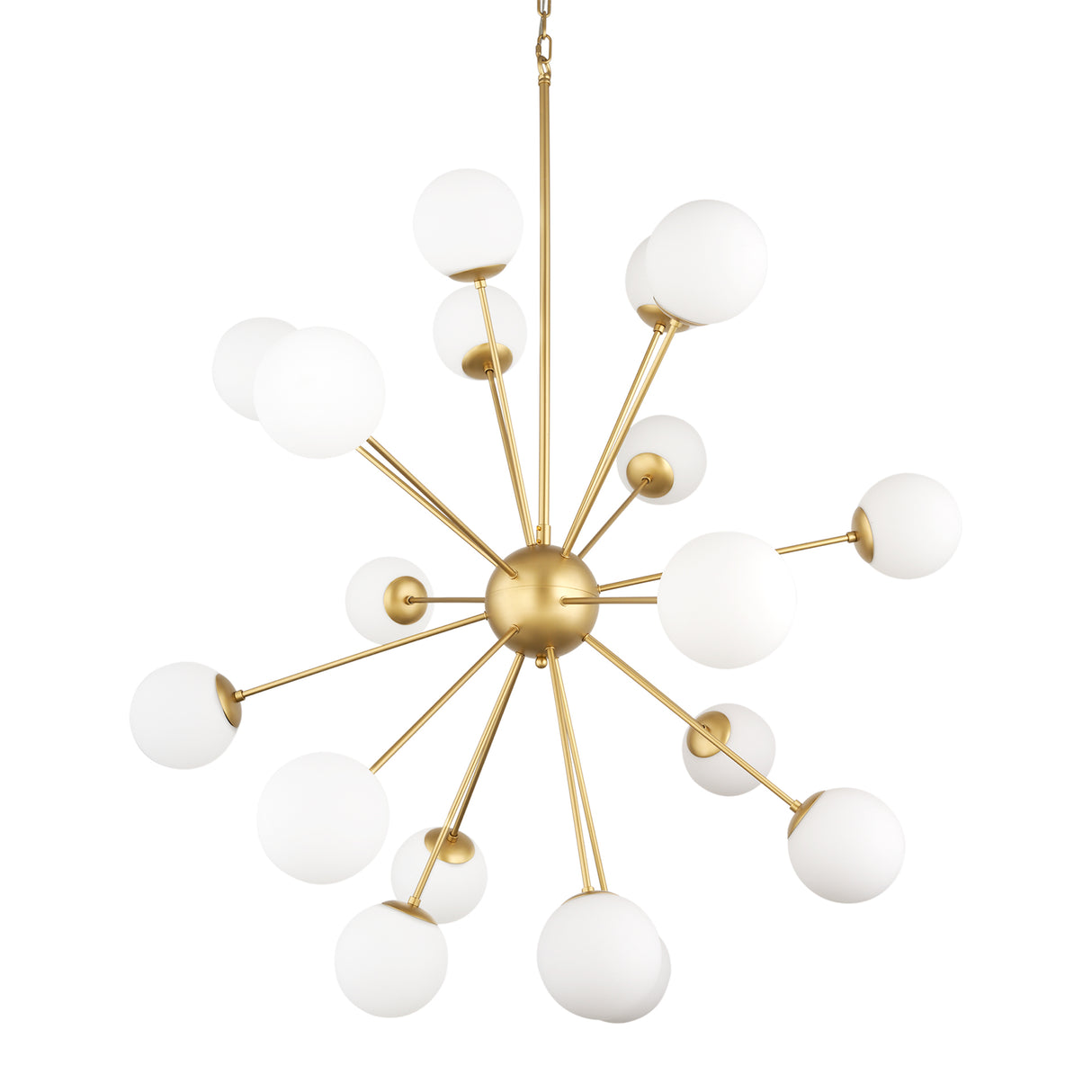 Barbara Brushed Gold Metal w/ Frosted Glass Globes 18-Light Chandelier from Mercana - Luna Furniture