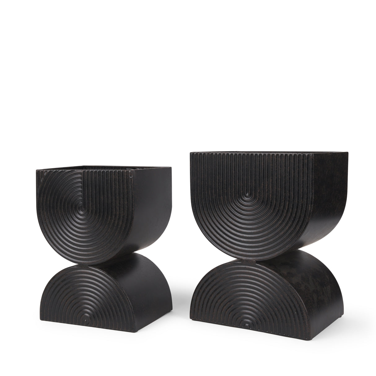 Medina Antiqued Black Tall Metal Planters (Set of 2) from Mercana - Luna Furniture