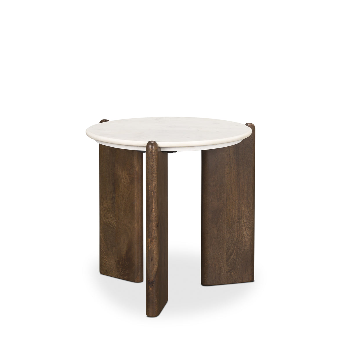 Rumer Dark Brown Wood w/ White Marble Side Table from Mercana - Luna Furniture