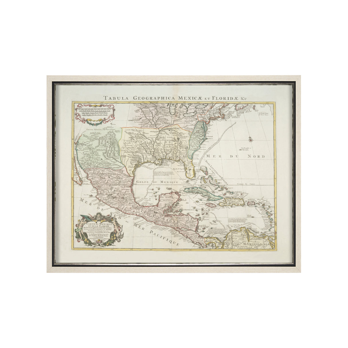 Carte Du Mexique Et De La Floride by Mercana Studio a Hand Embellished Textured Framed Art Print from Mercana - Luna Furniture