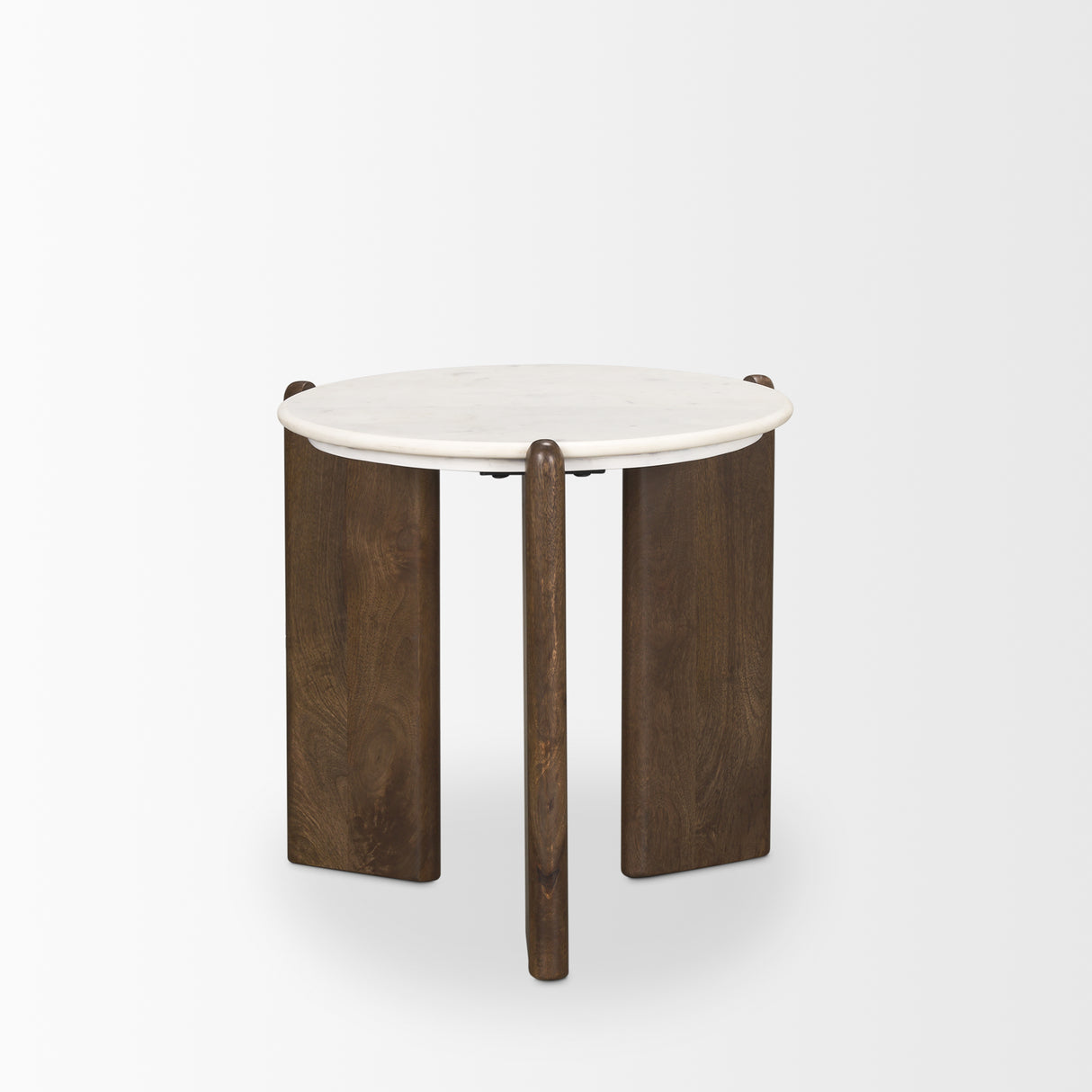 Rumer Dark Brown Wood w/ White Marble Side Table from Mercana - Luna Furniture