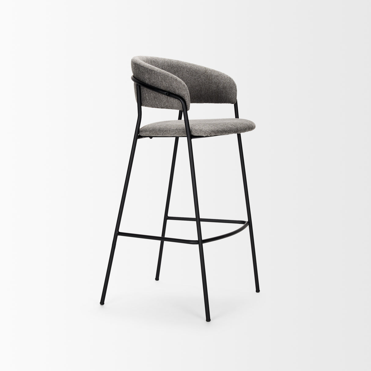 Carolyn Bar Stool w/ Gray Fabric & Matte Black Metal from Mercana - Luna Furniture
