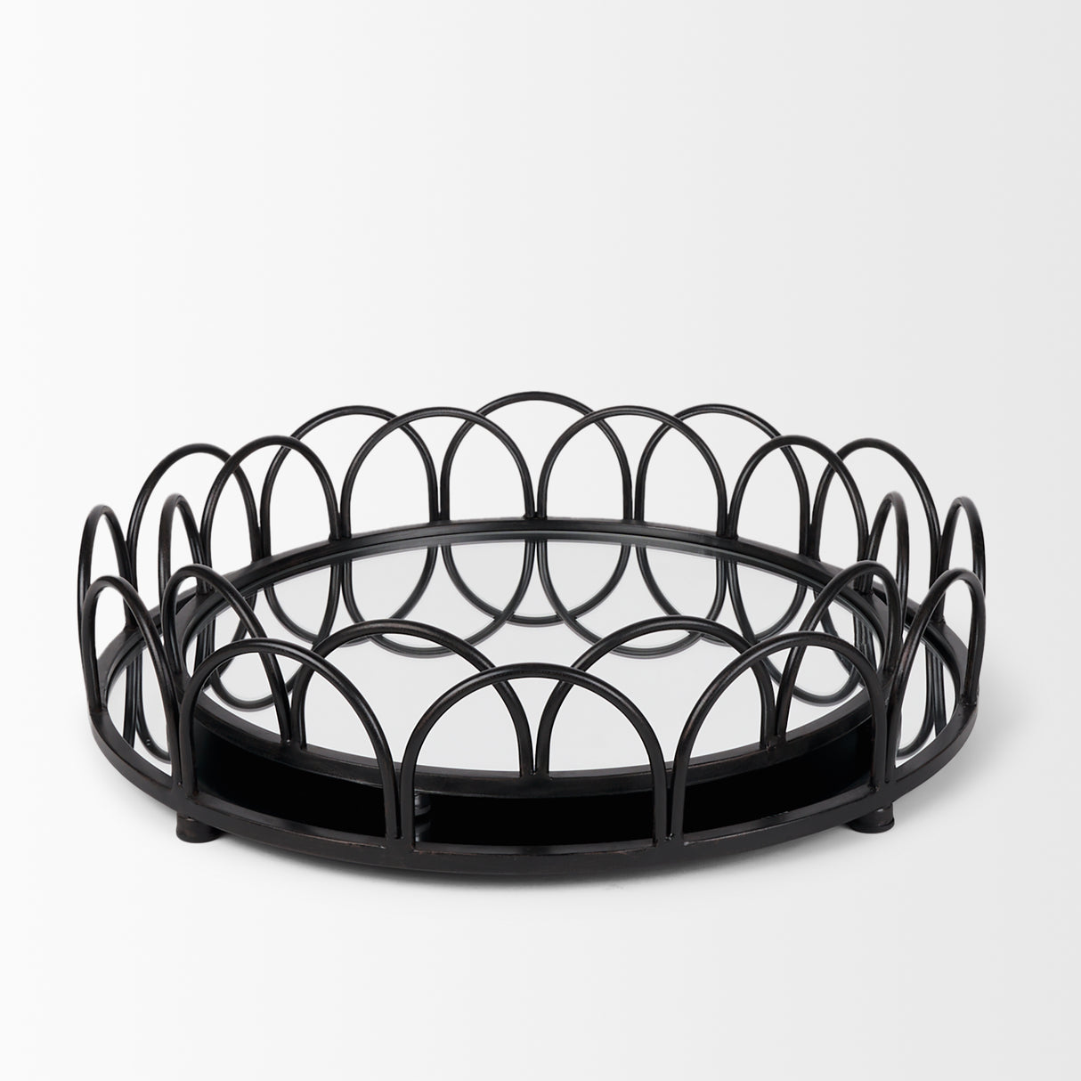 Lenore Round Metal/Mirror Tray Black (Set of 2) from Mercana - Luna Furniture