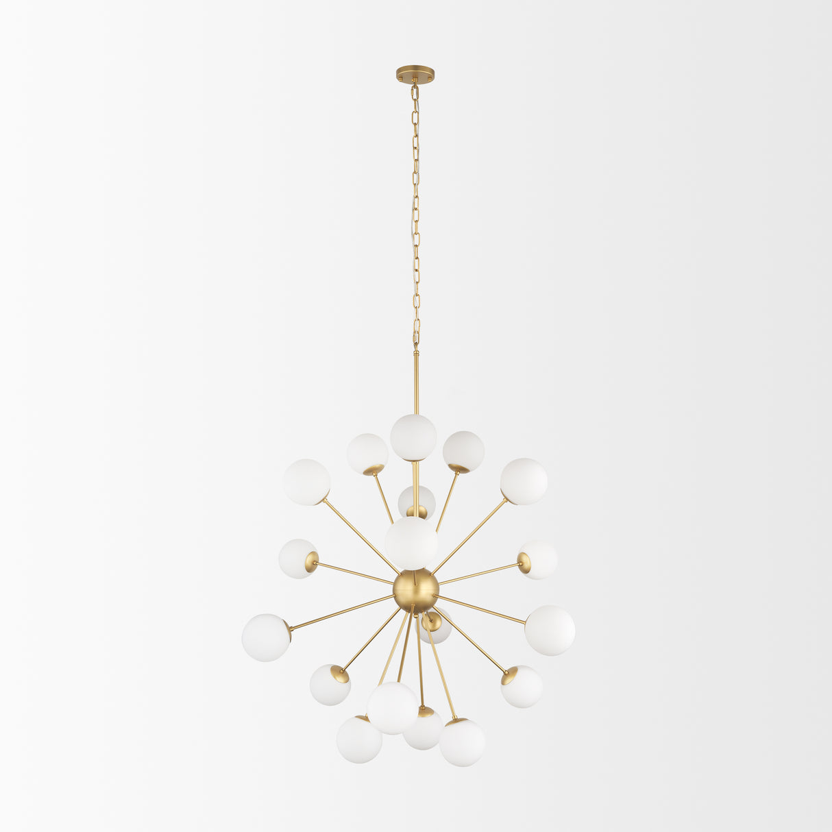 Barbara Brushed Gold Metal w/ Frosted Glass Globes 18-Light Chandelier from Mercana - Luna Furniture