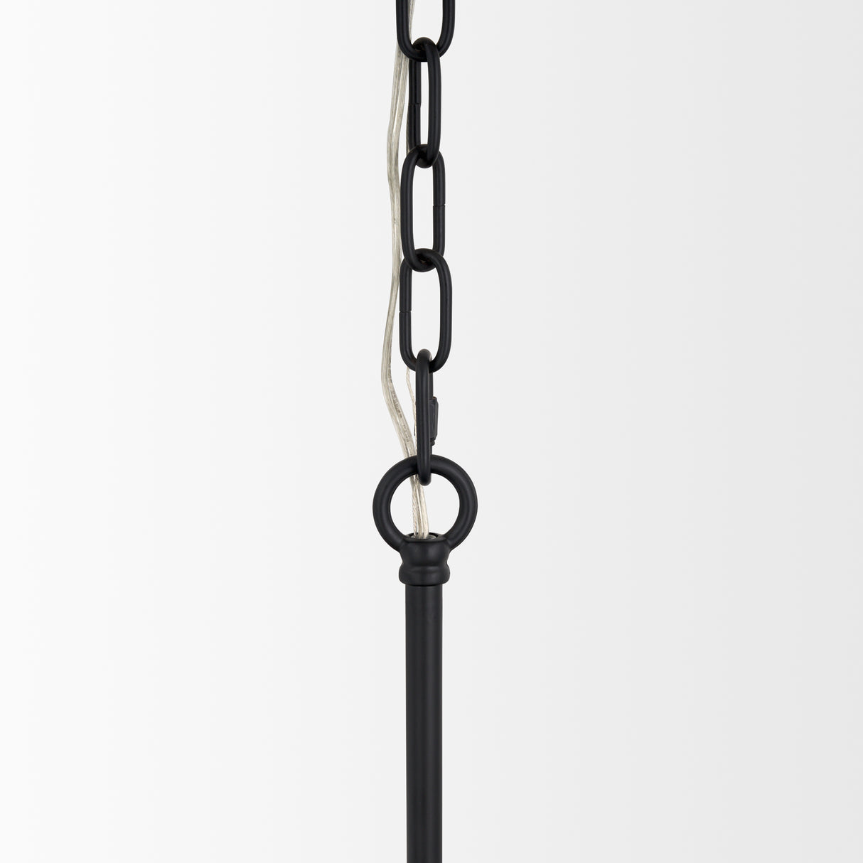 Edie Matte Black Metal w/ Frosted Glass Globes 6-Light Chandelier from Mercana - Luna Furniture