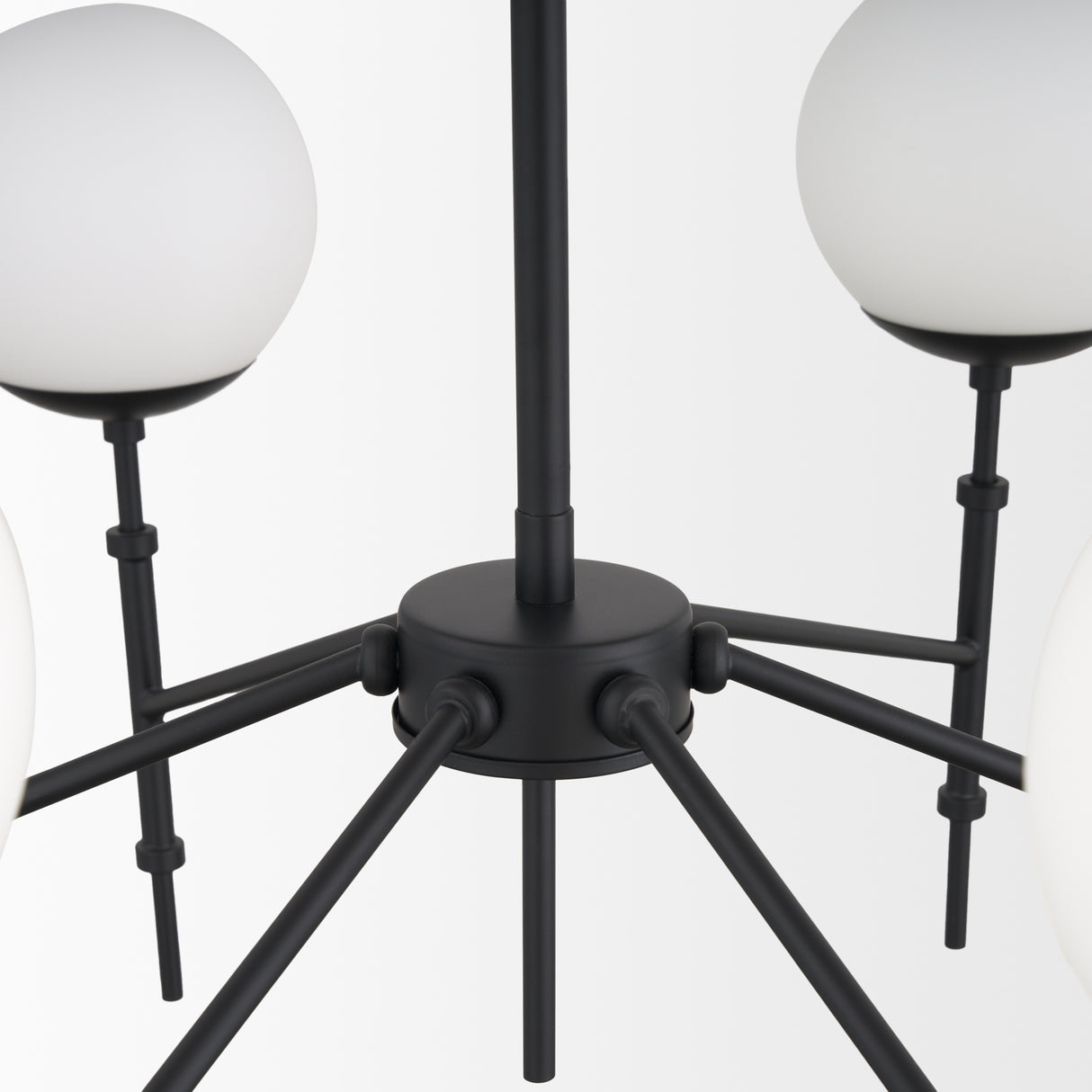Edie Matte Black Metal w/ Frosted Glass Globes 6-Light Chandelier from Mercana - Luna Furniture