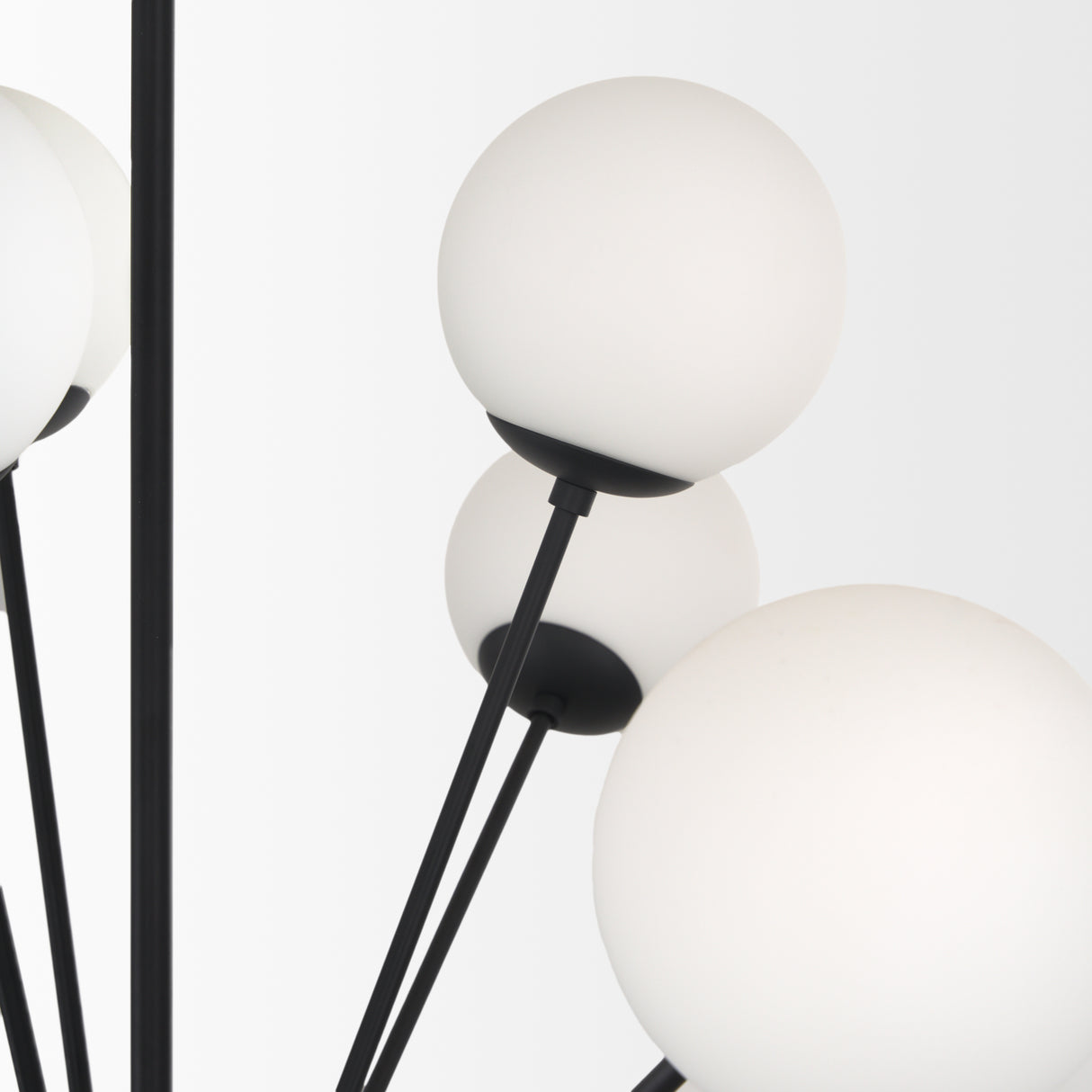 Barbara Matte Black Metal w/ Frosted Glass Globes 18-Light Chandelier from Mercana - Luna Furniture