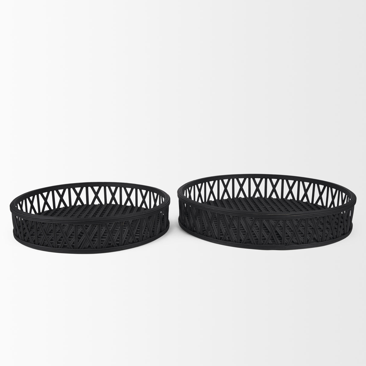 Thea Matte Black Wicker Trays (Set of 2) from Mercana - Luna Furniture
