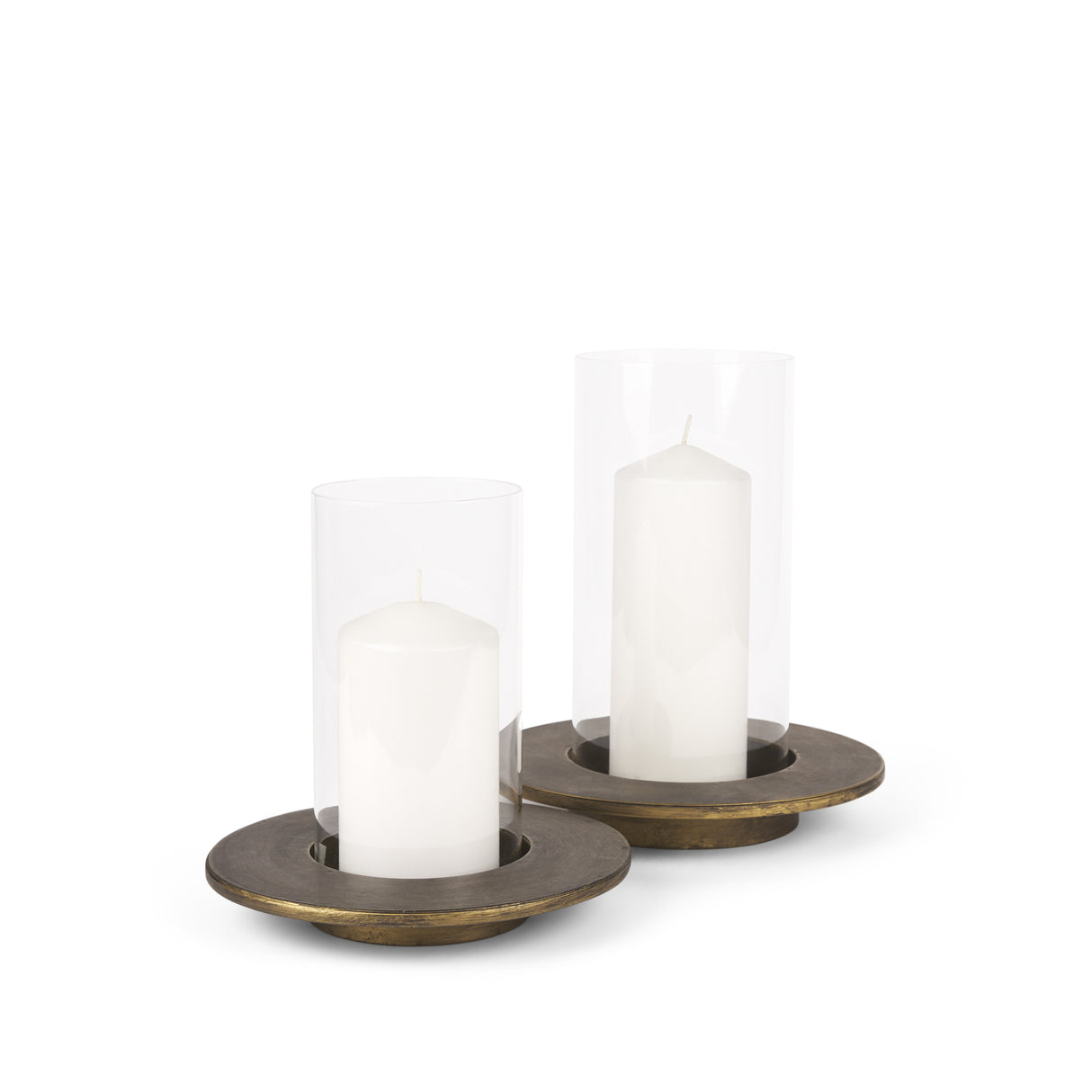 Vivian Gold Metal and Glass Hurricane Candle Holder (Set of 2) from Mercana - Luna Furniture