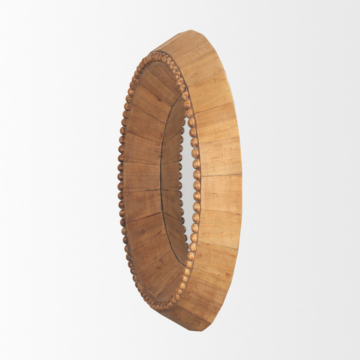 Ranela Light Brown Beaded Wooden Wall Mirror from Mercana - Luna Furniture