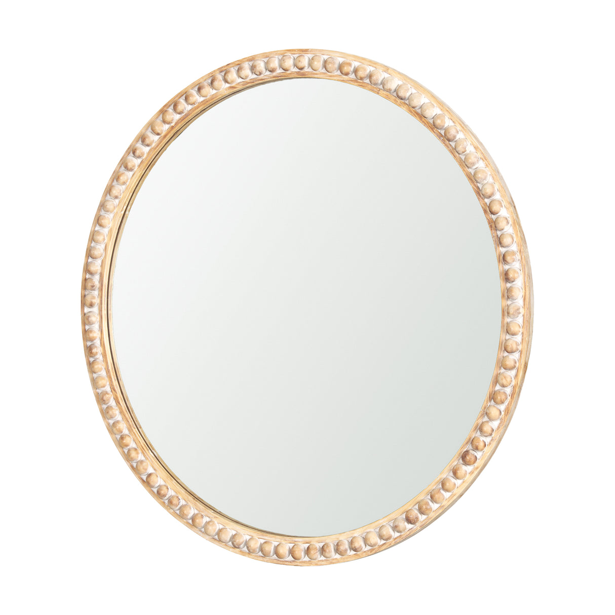 Roan Light Brown Wood Beaded Wall Mirror from Mercana - Luna Furniture